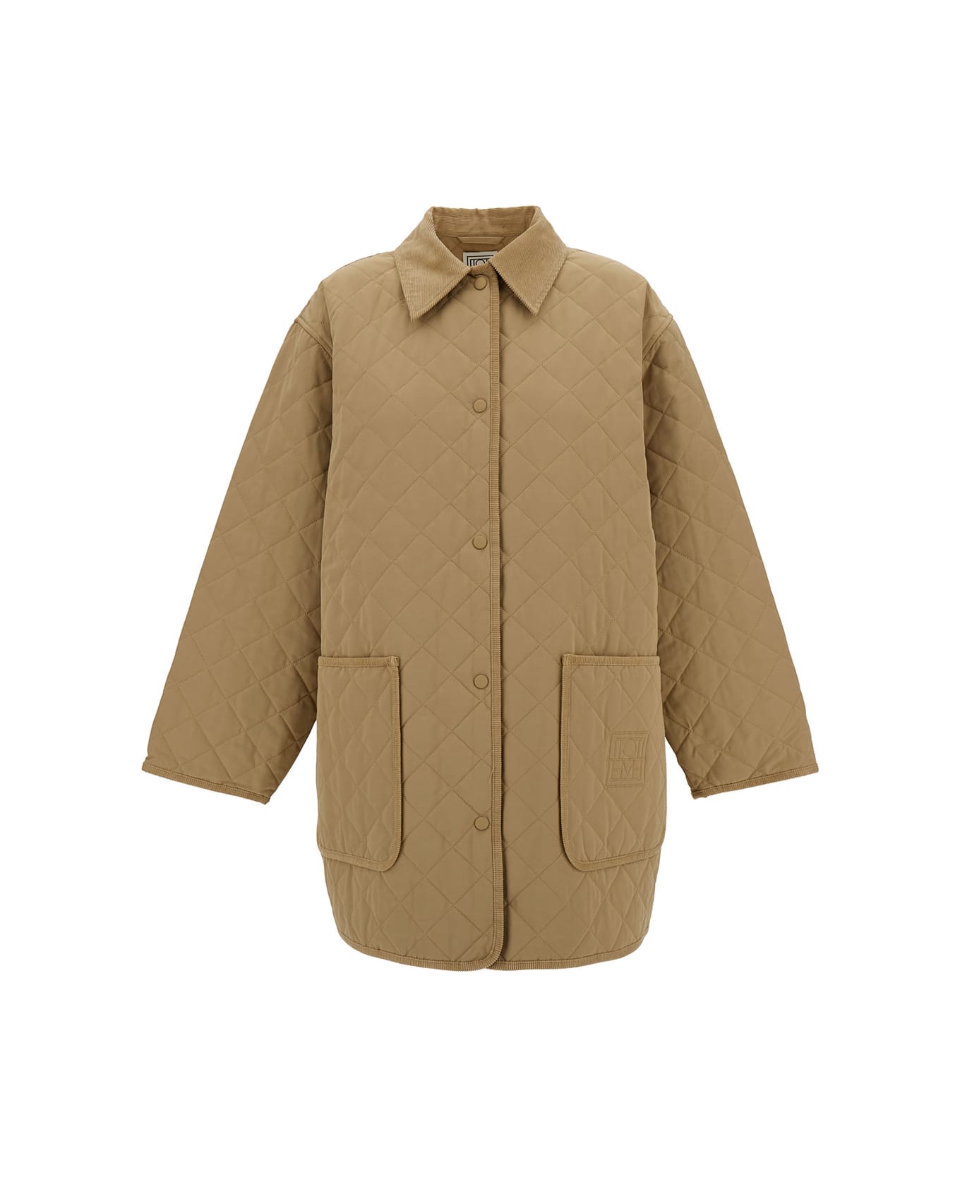 Totême Beige Jacket With Collar And Oversized Pockets In Quilted Fabric Woman - Beige コート