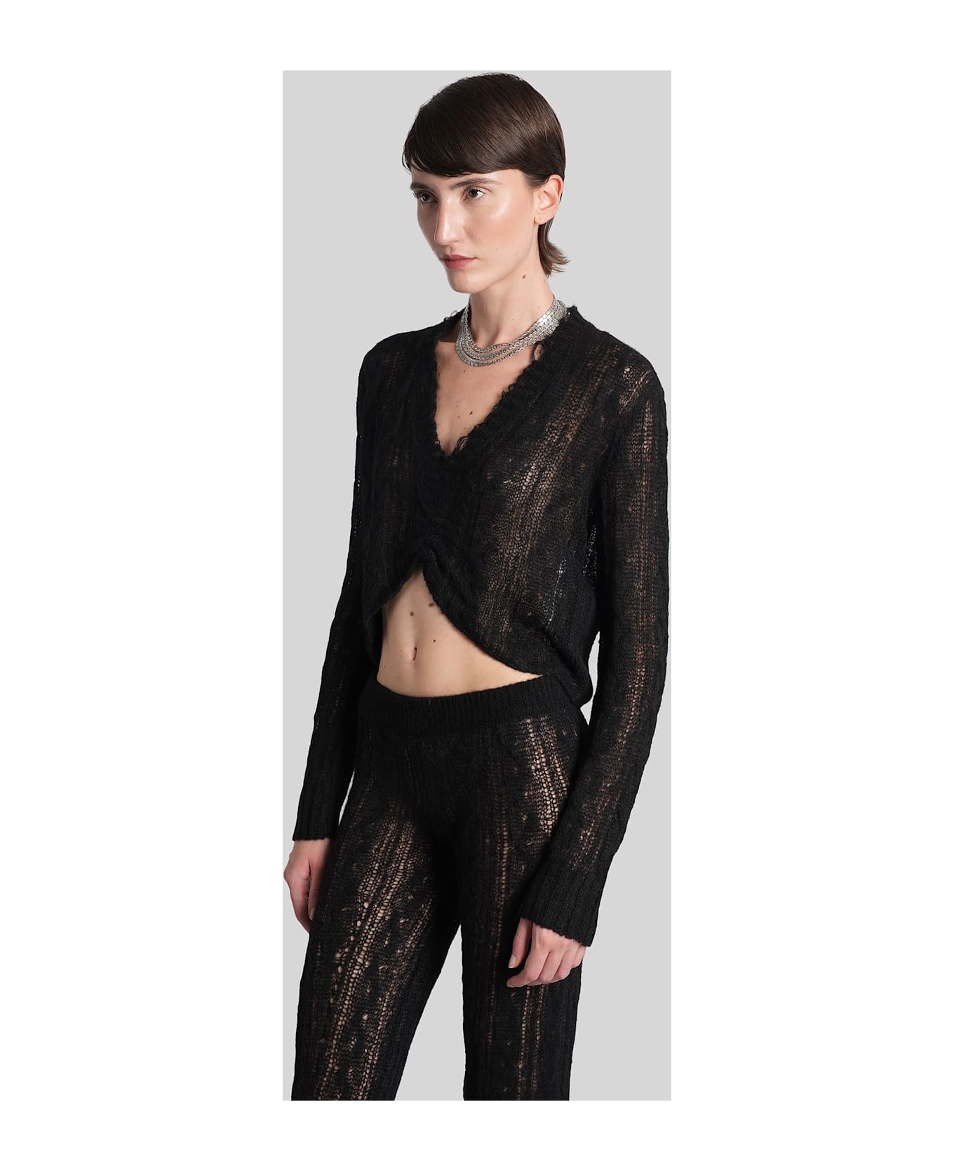 Alanui Cardigan In Black Wool - black