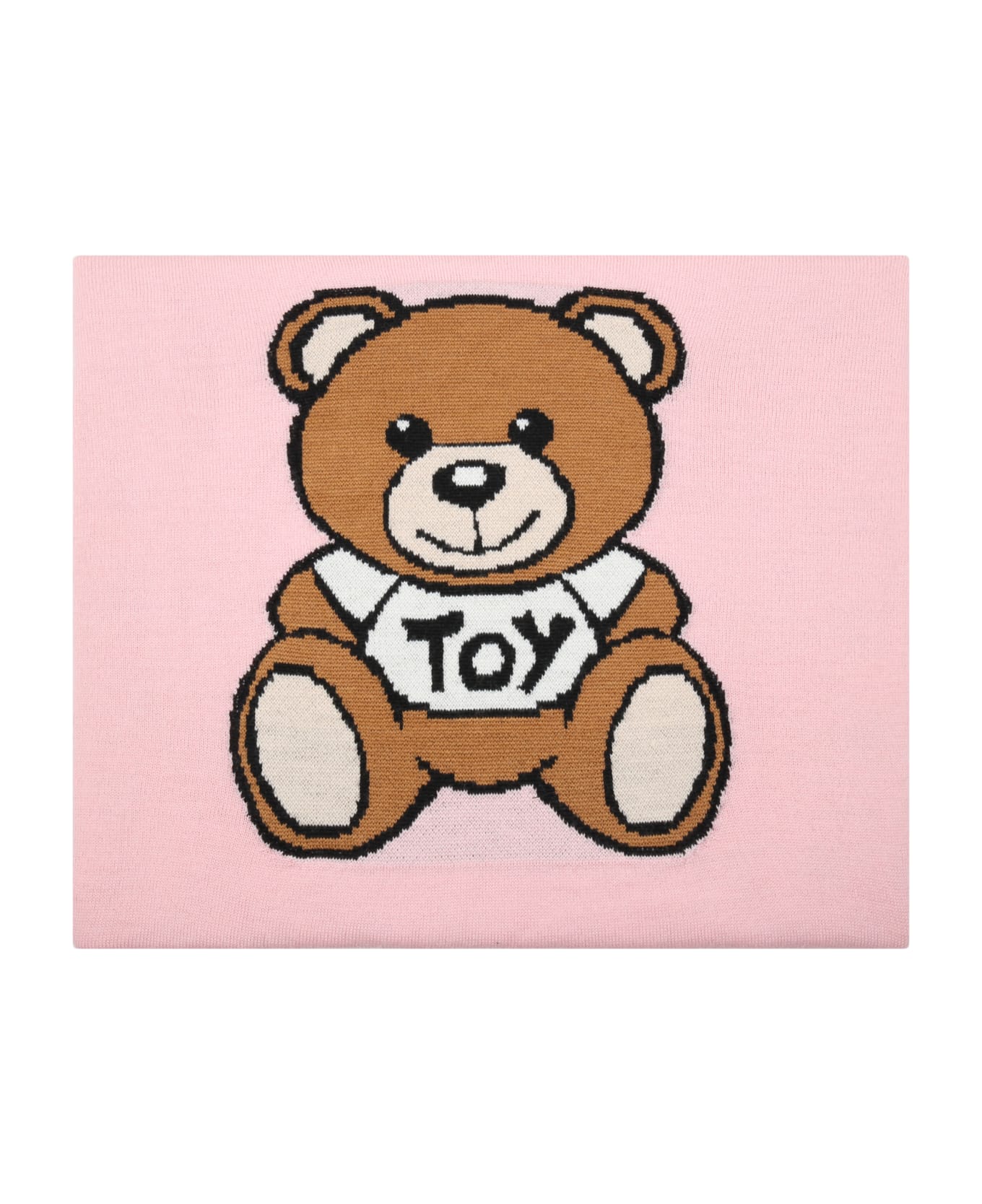 Moschino Pink Blanket For Baby Girl With Teddy Bear - Pink