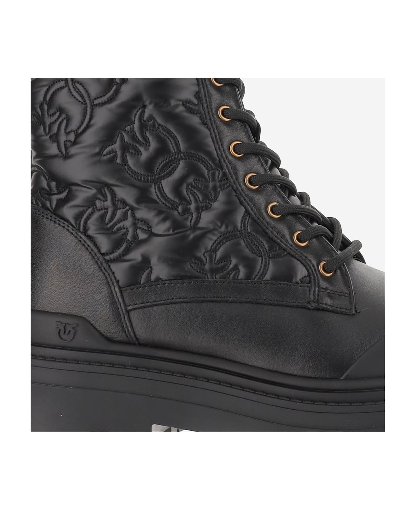 Pinko Mia 25 Leather Quilted Ankle Boots - Black
