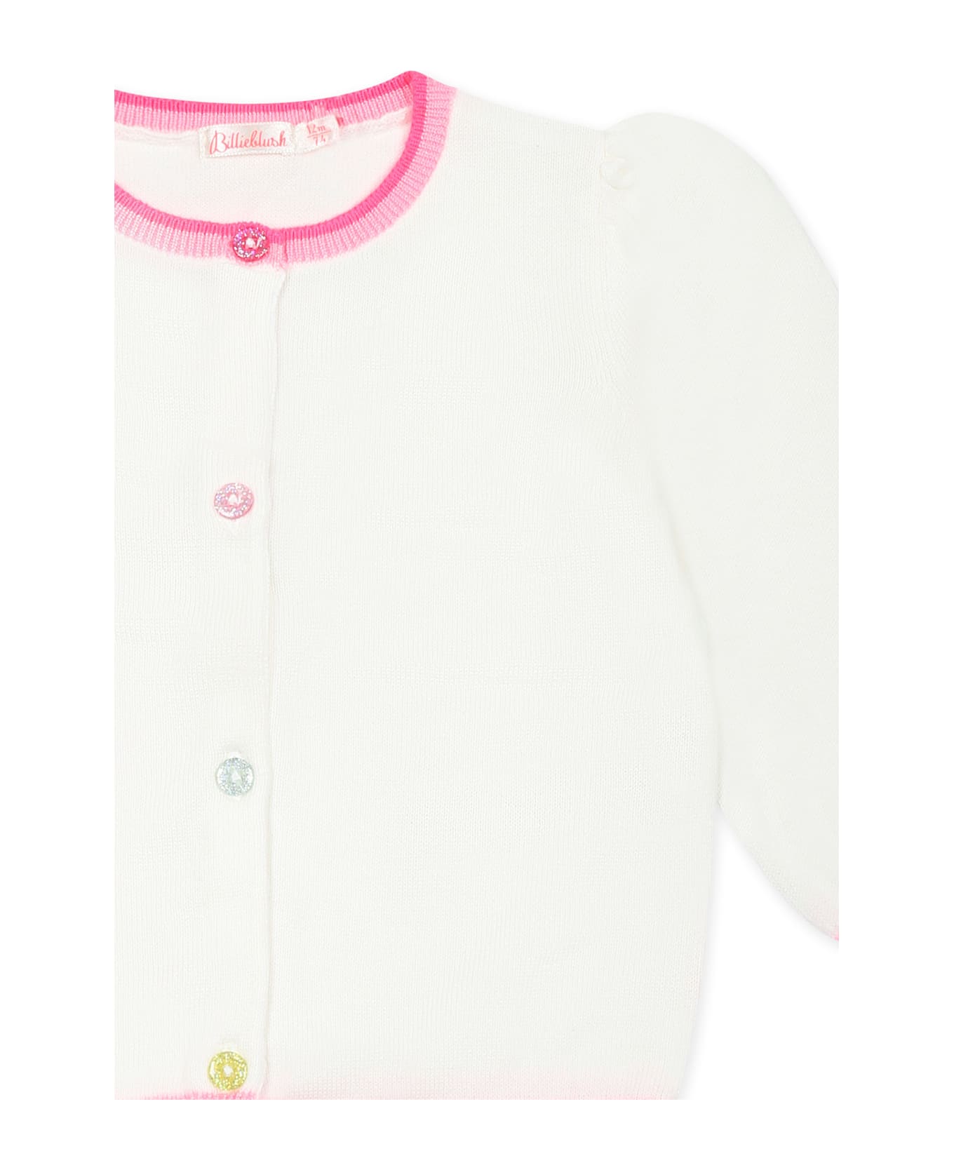 Billieblush Ivory Cardigan For Baby Girl With Hearts - Ivory