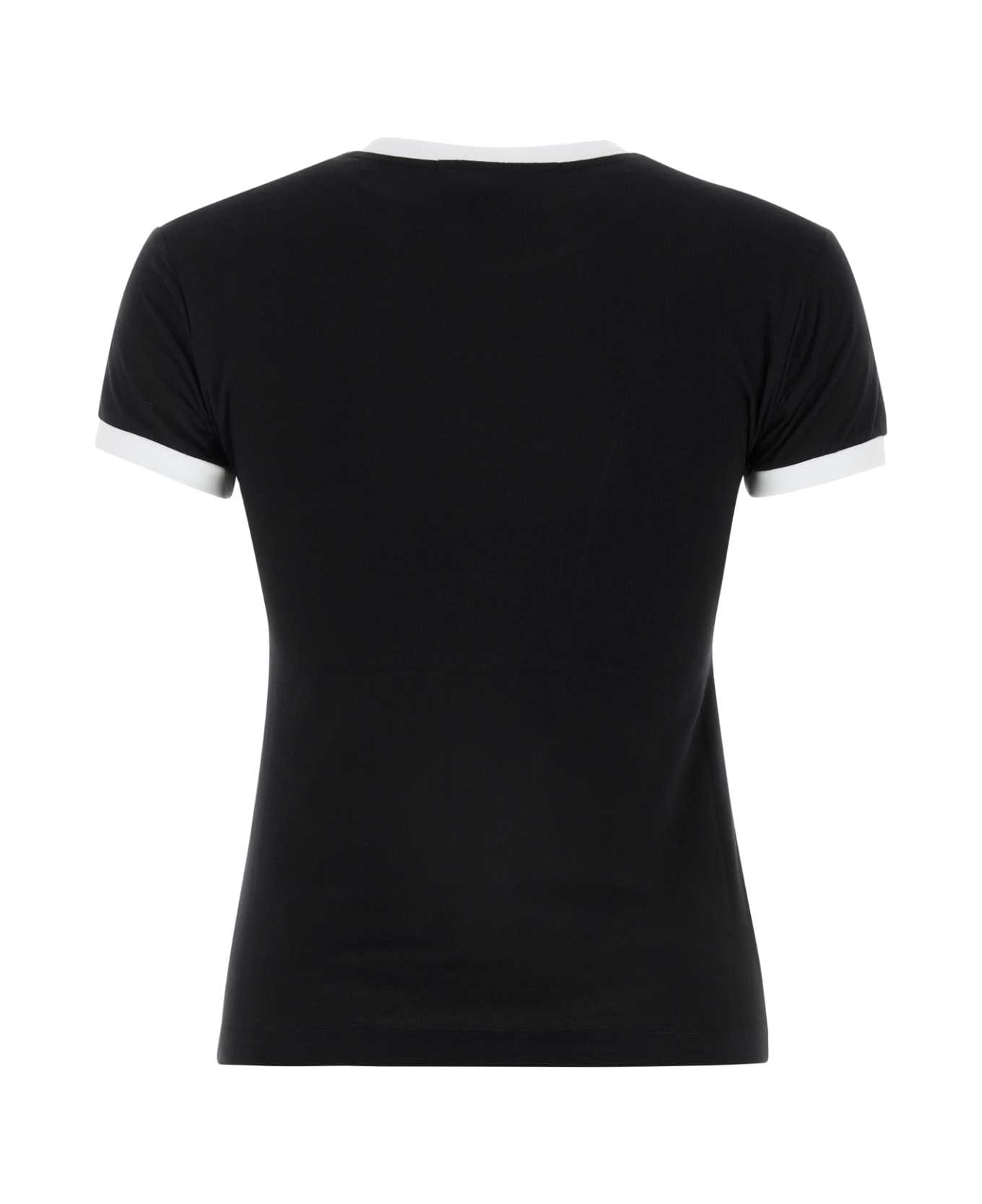 MSGM Black Stretch Cotton T-shirt - BLACK Tシャツ