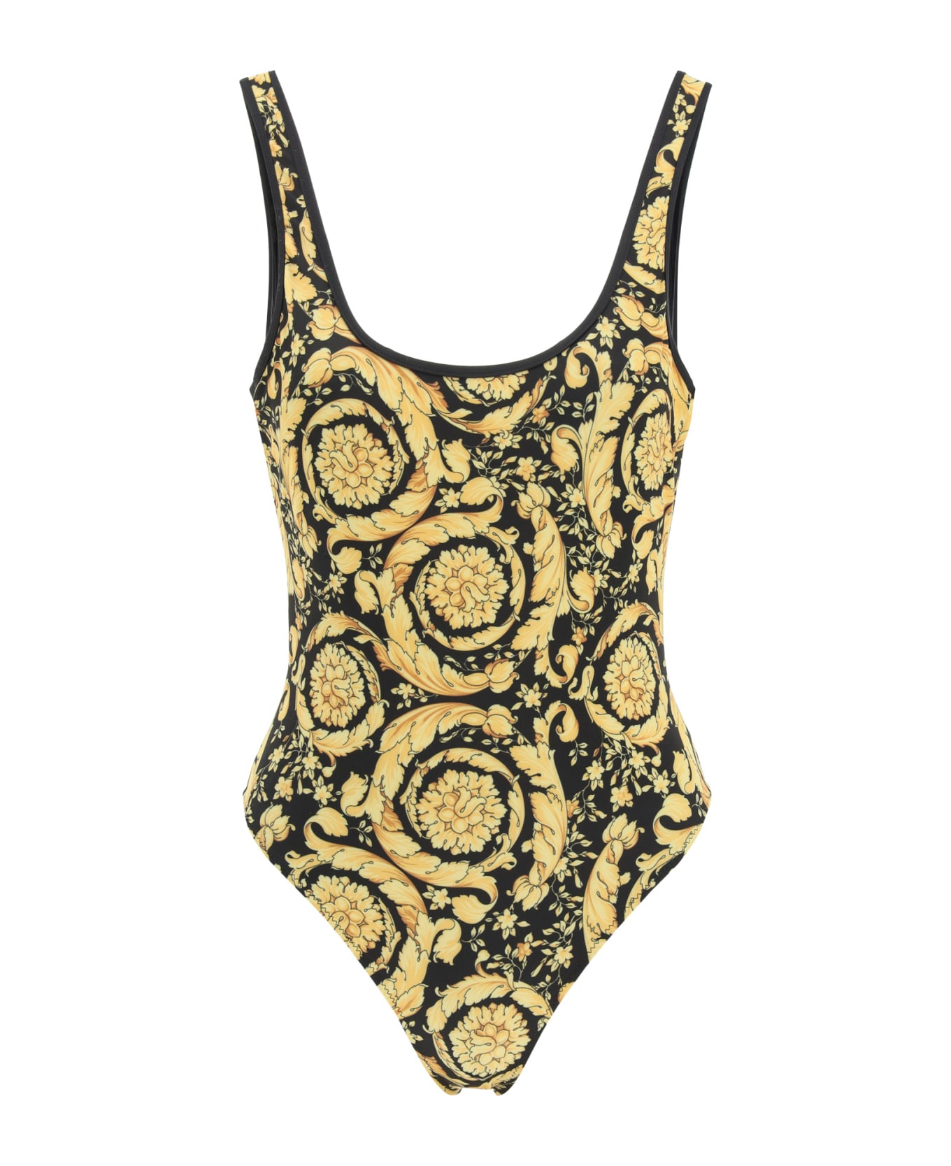 Versace 'barocco' One-piece Swimsuit - Black Print Gold