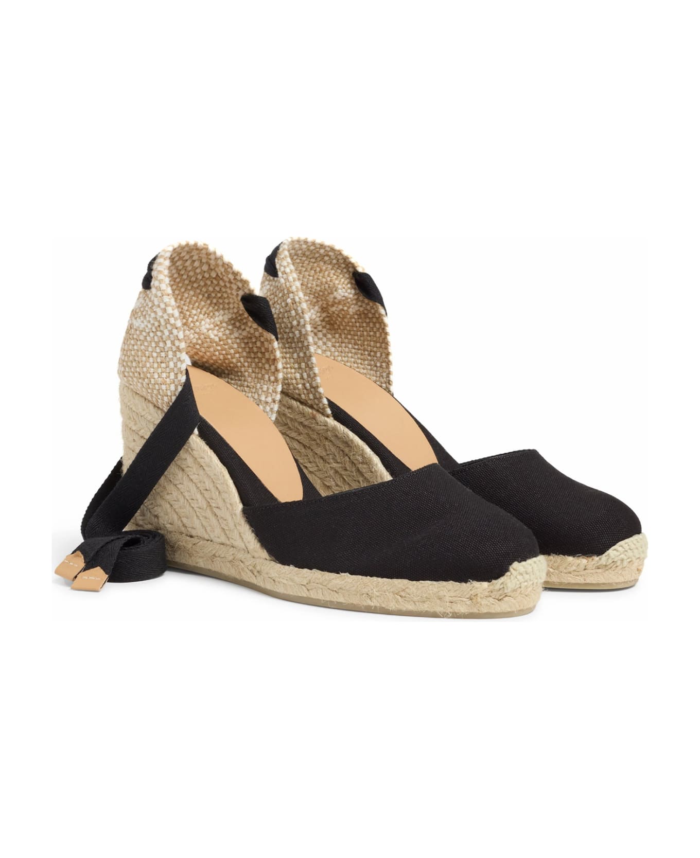Castañer Espadrilles Carina Black With Laces At The Ankle - Negro