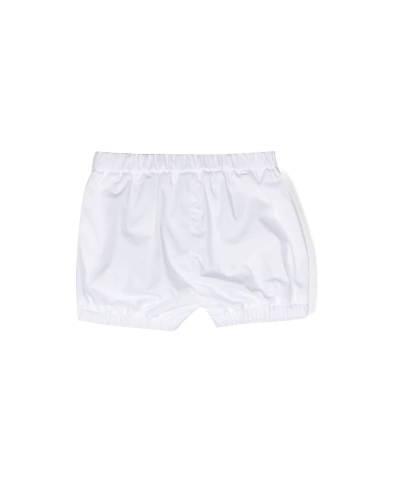 Moncler White Shorts With Logo Patch In Cotton Baby - White