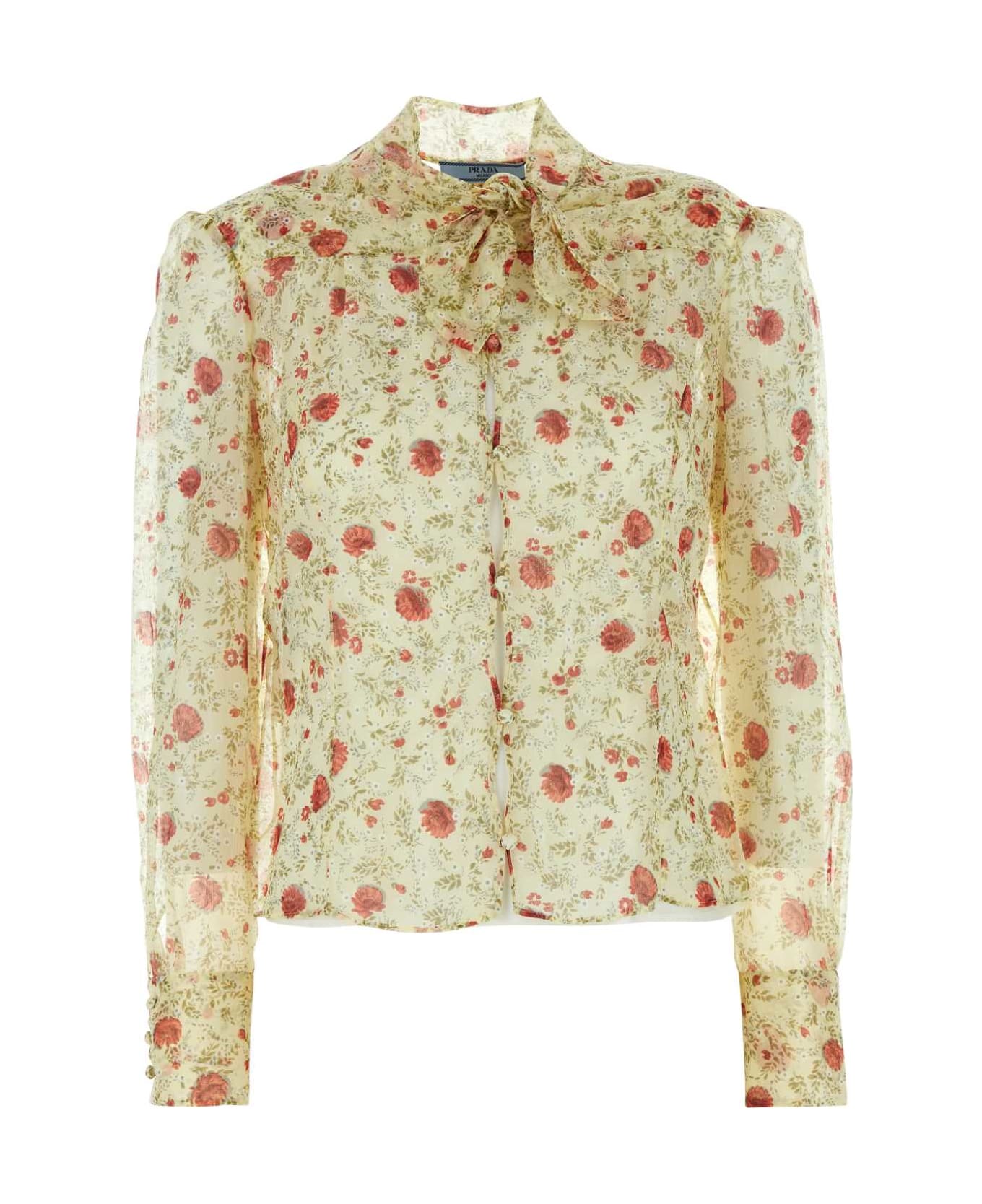 Prada Printed Chiffon Shirt - ROSSO