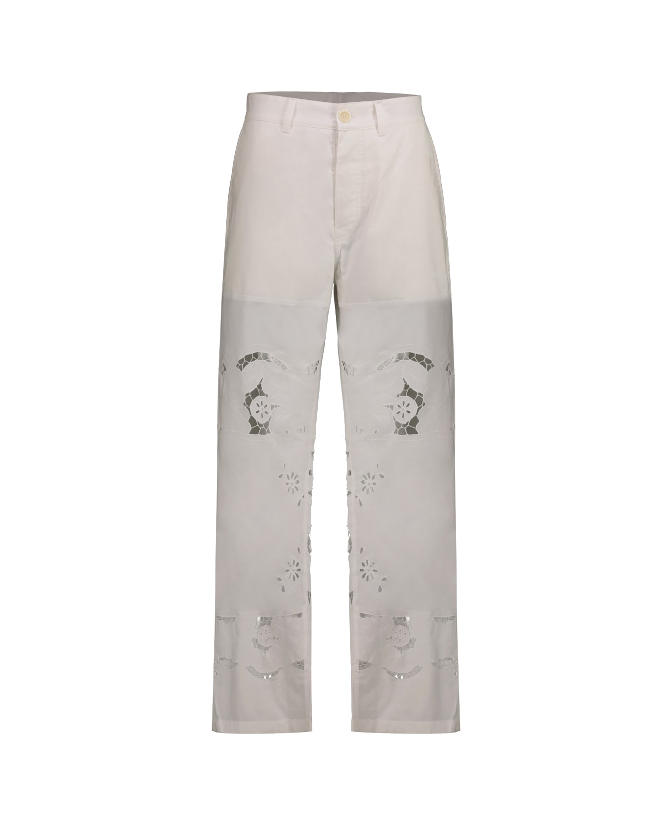 Marine Serre Wide Leg Pant In Regenerated Household Linen - Off White