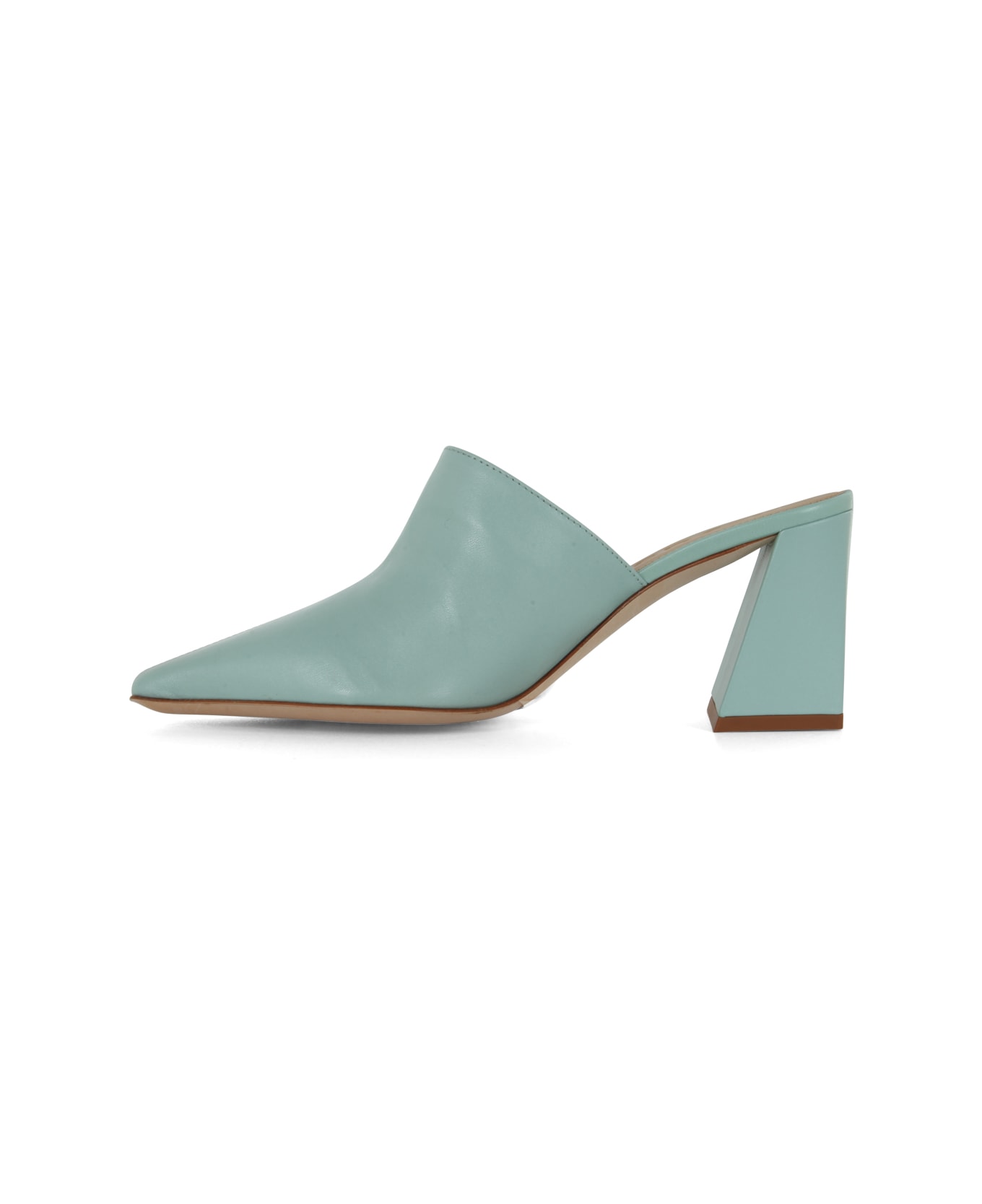 aeyde Squared And Medium Heeled Nappa Open On The Back - Acqua