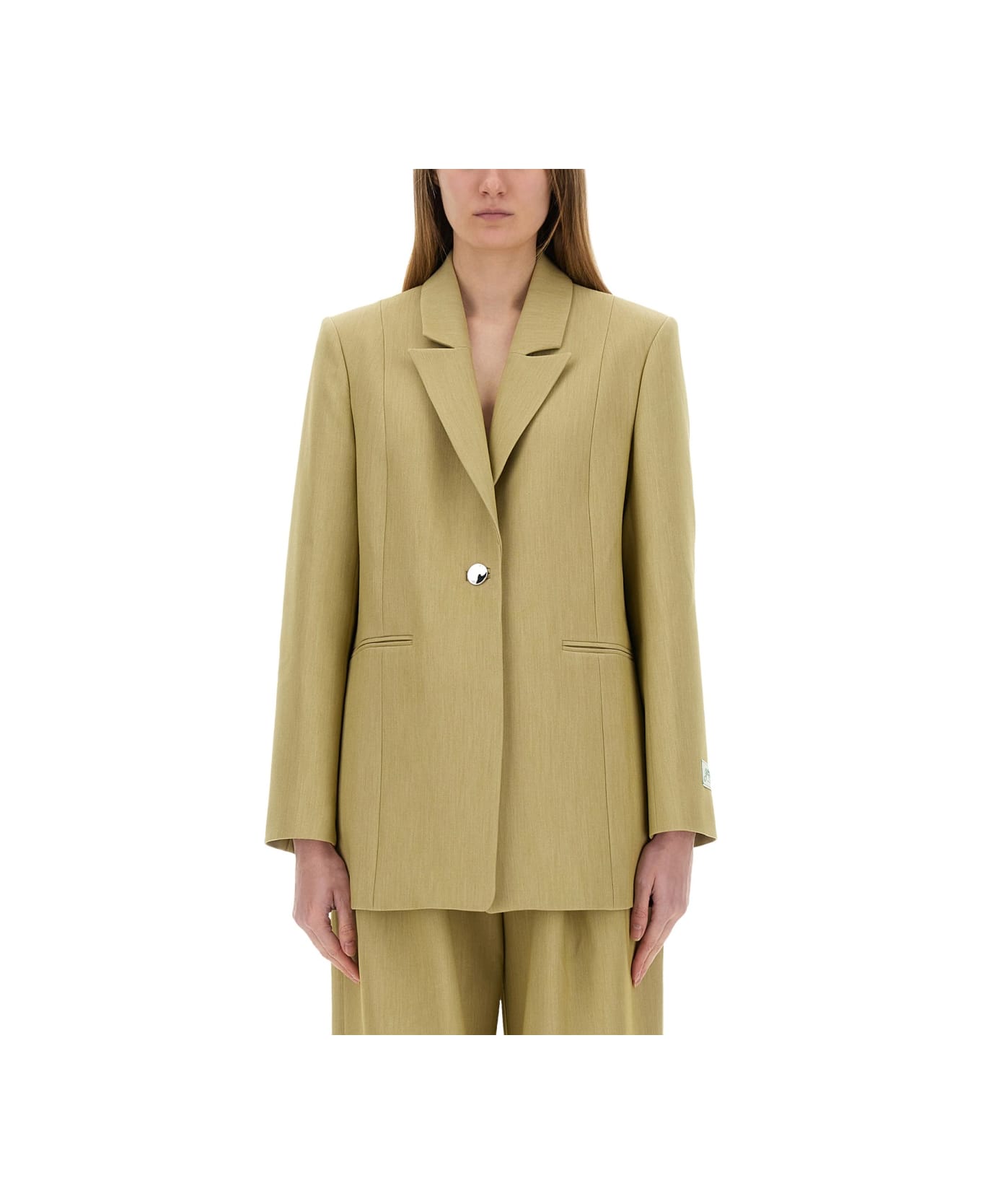 Ganni Twill Suit Blazer - BEIGE