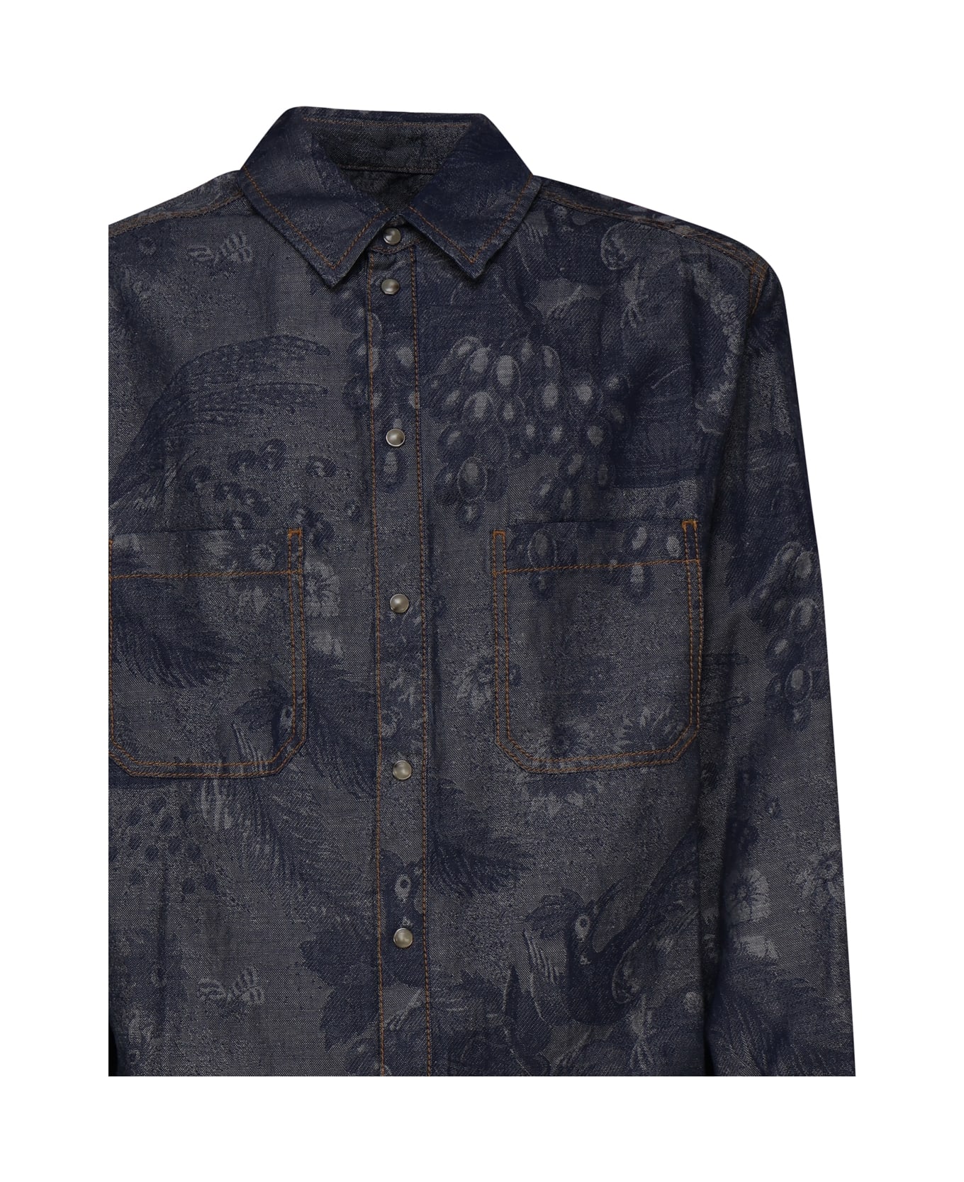 Etro Denim Shirt With Paisley - Blue