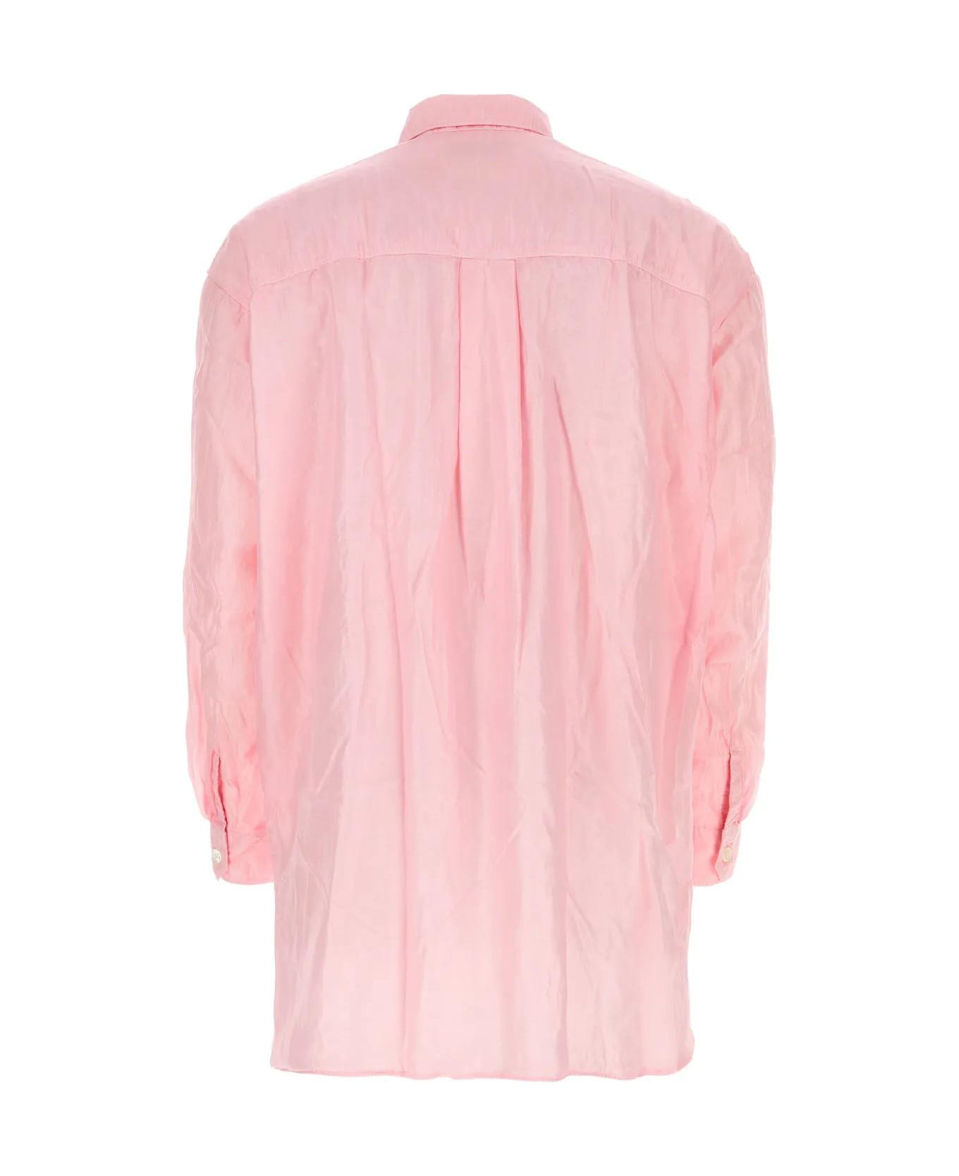 Our Legacy Pink Cotton Blend Darling Oversize Shirt - Baby Pink Cotton Silk