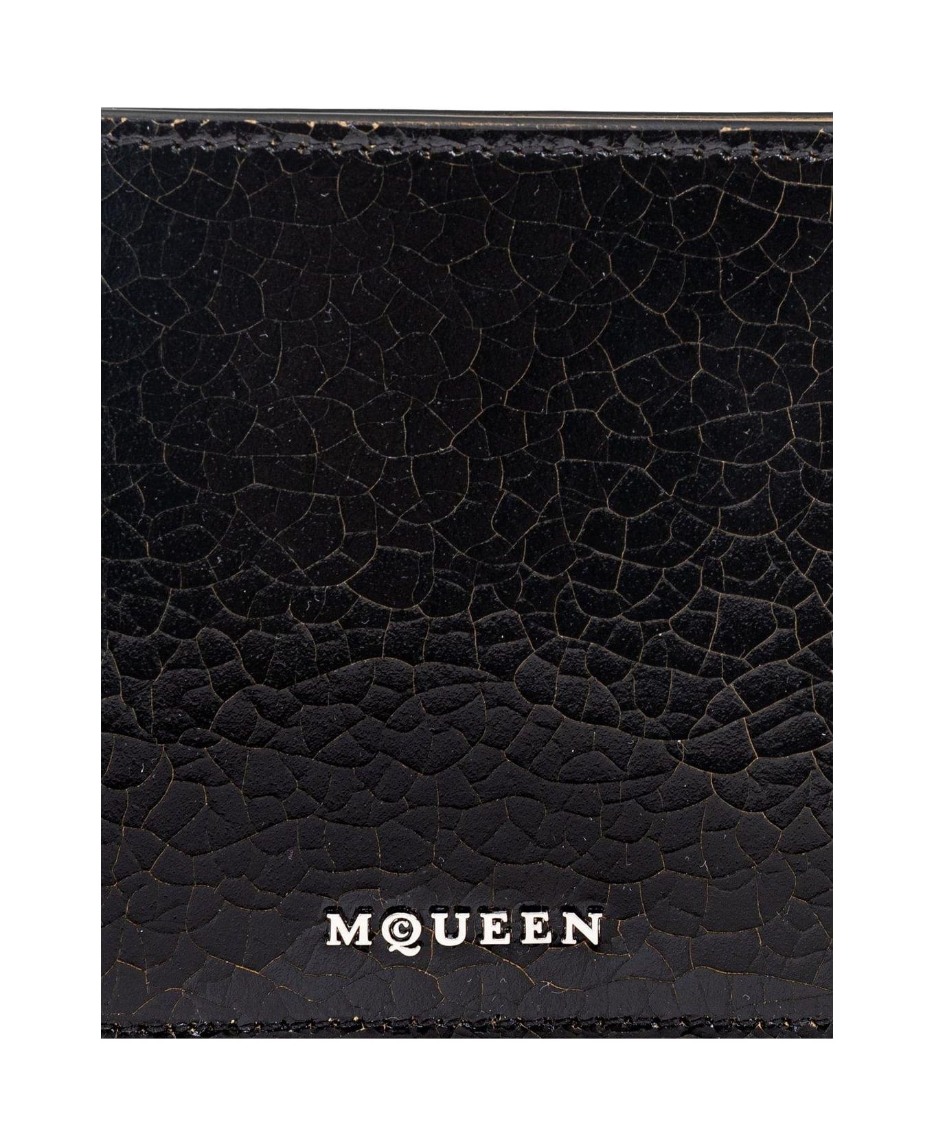 Alexander McQueen Crackled Logo Lettering Bi-fold Wallet - Nero e Beige