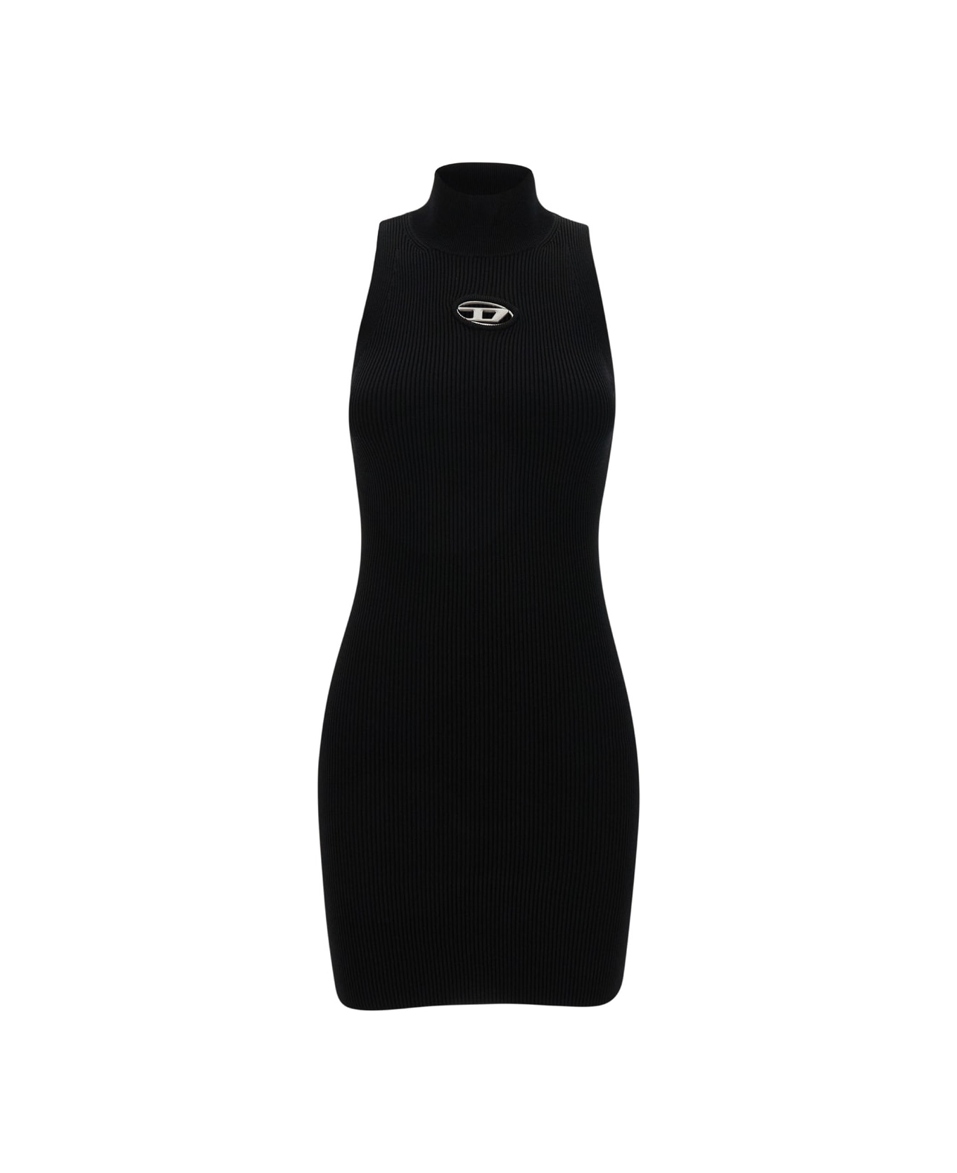 Diesel Mini Black Dress With Oval D Cut Out Detai In Viscose Womanl - Black ワンピース＆ドレス