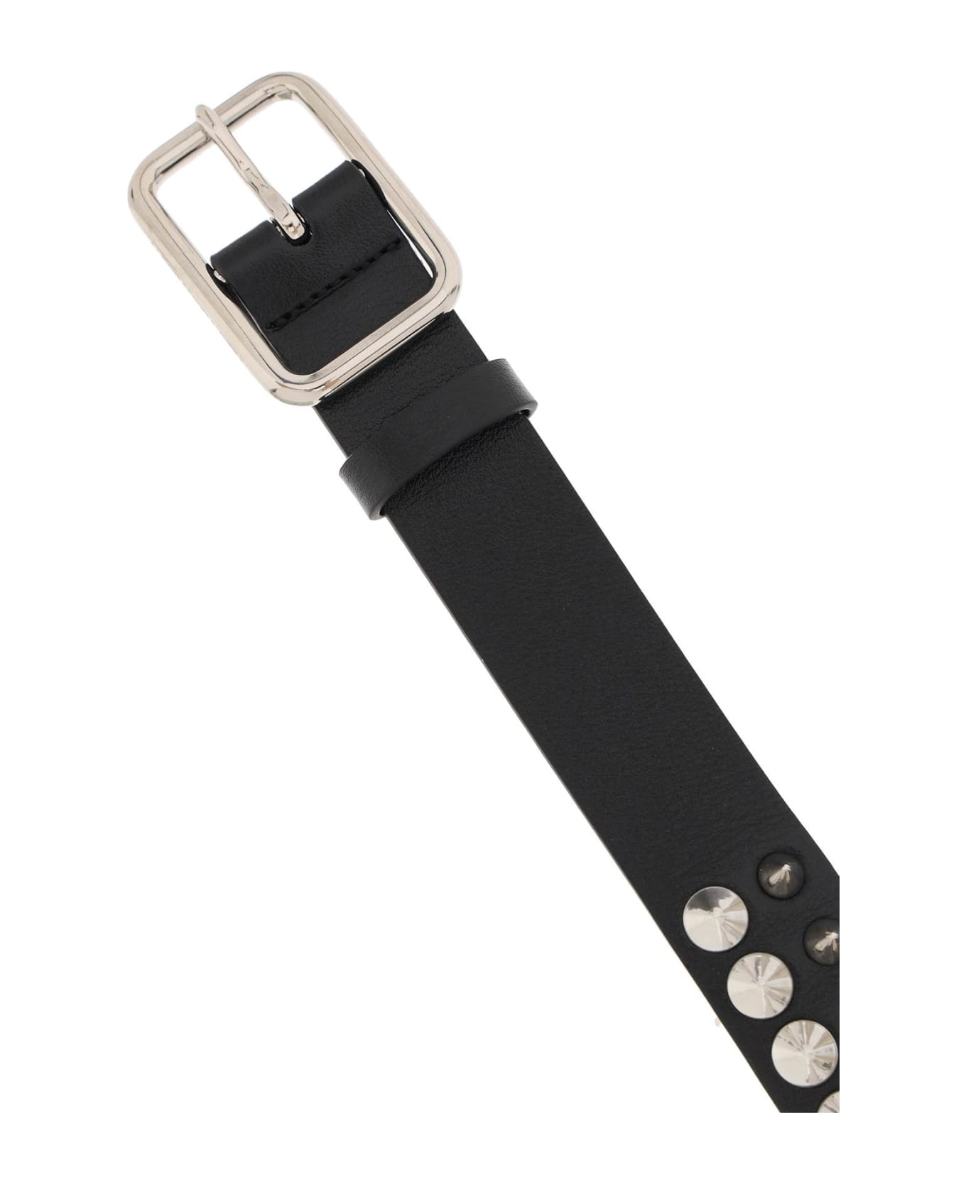 Alessandra Rich Leather Belt With Spikes - BLACK (Black)