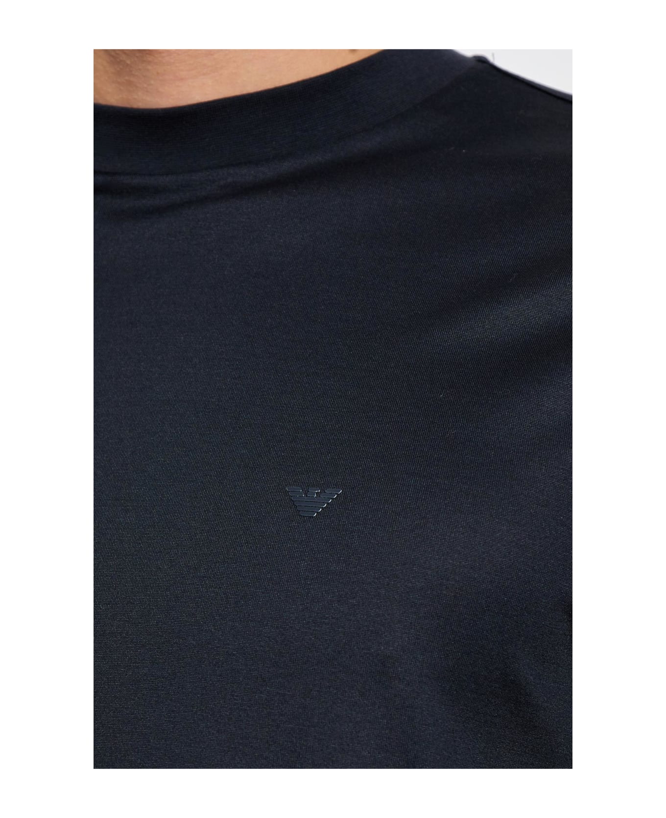 Emporio Armani T-shirt With Rubber Logo - Blue
