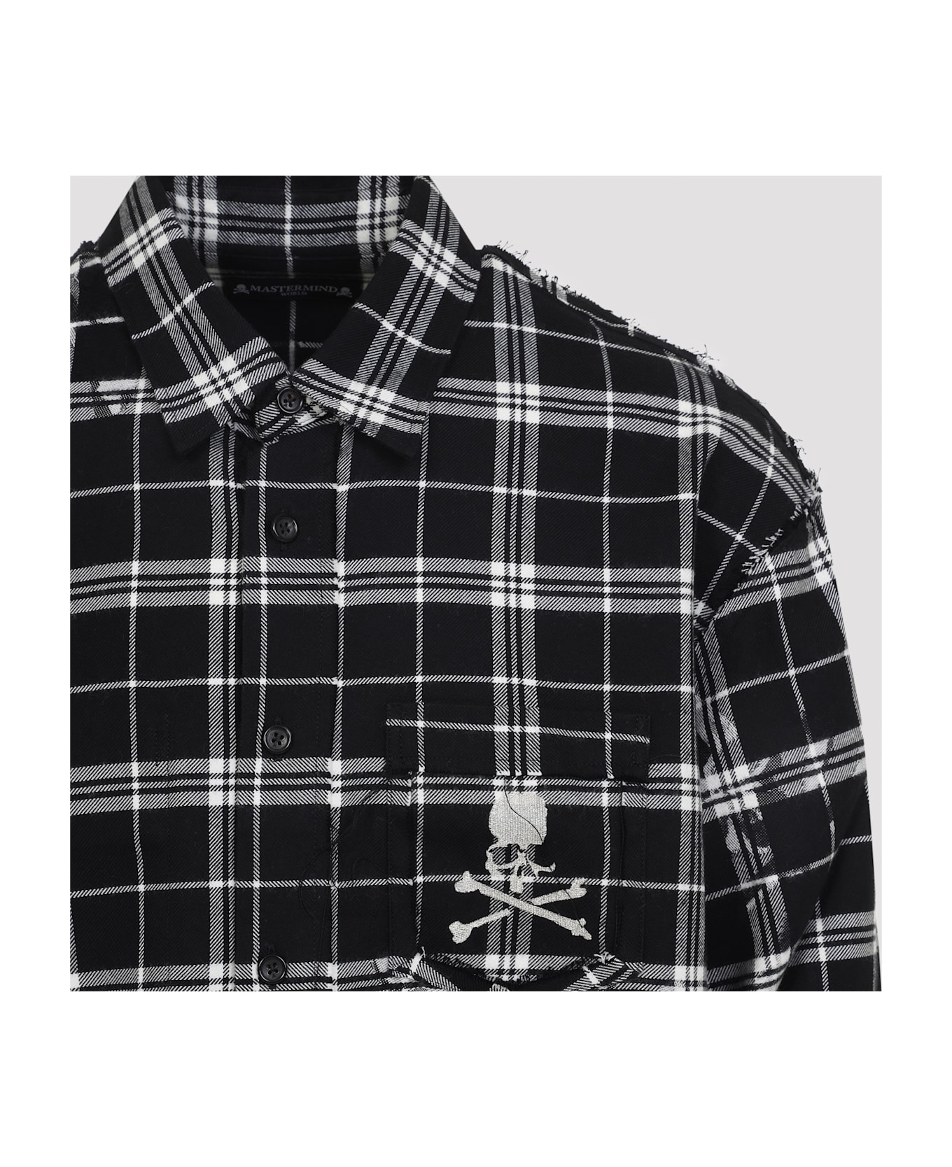 MASTERMIND WORLD Reversible Raw Edge Plaid Shirt - Black Plaid