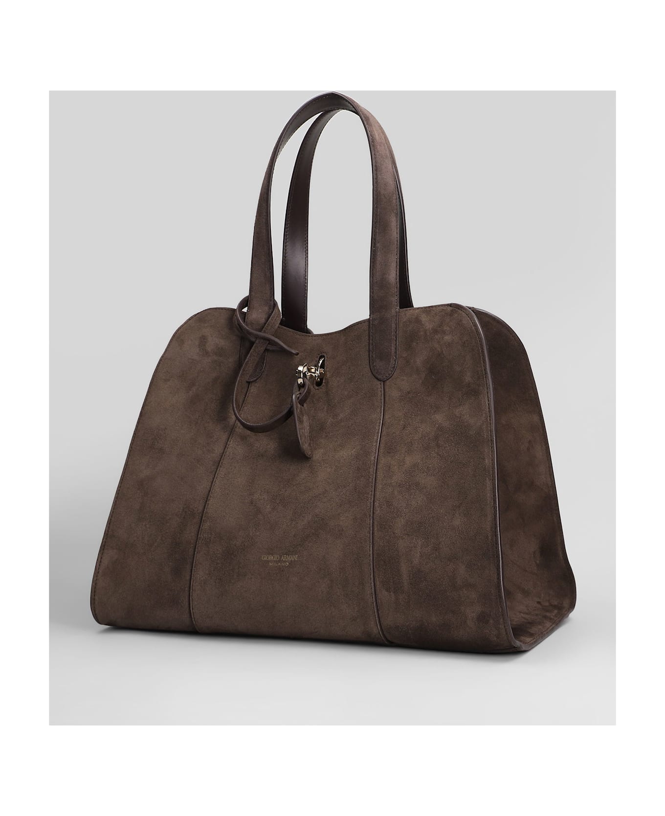 Giorgio Armani Tote In Brown Suede - brown