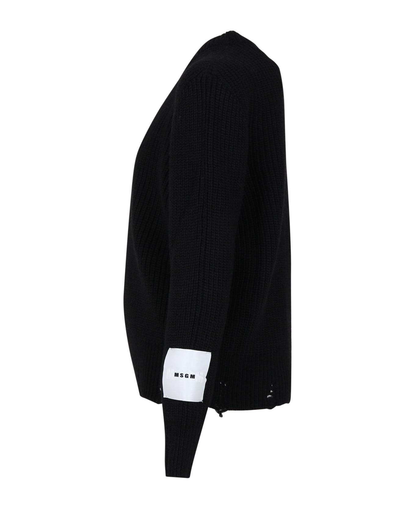 MSGM Black Sweater For Boy With Logo - Black
