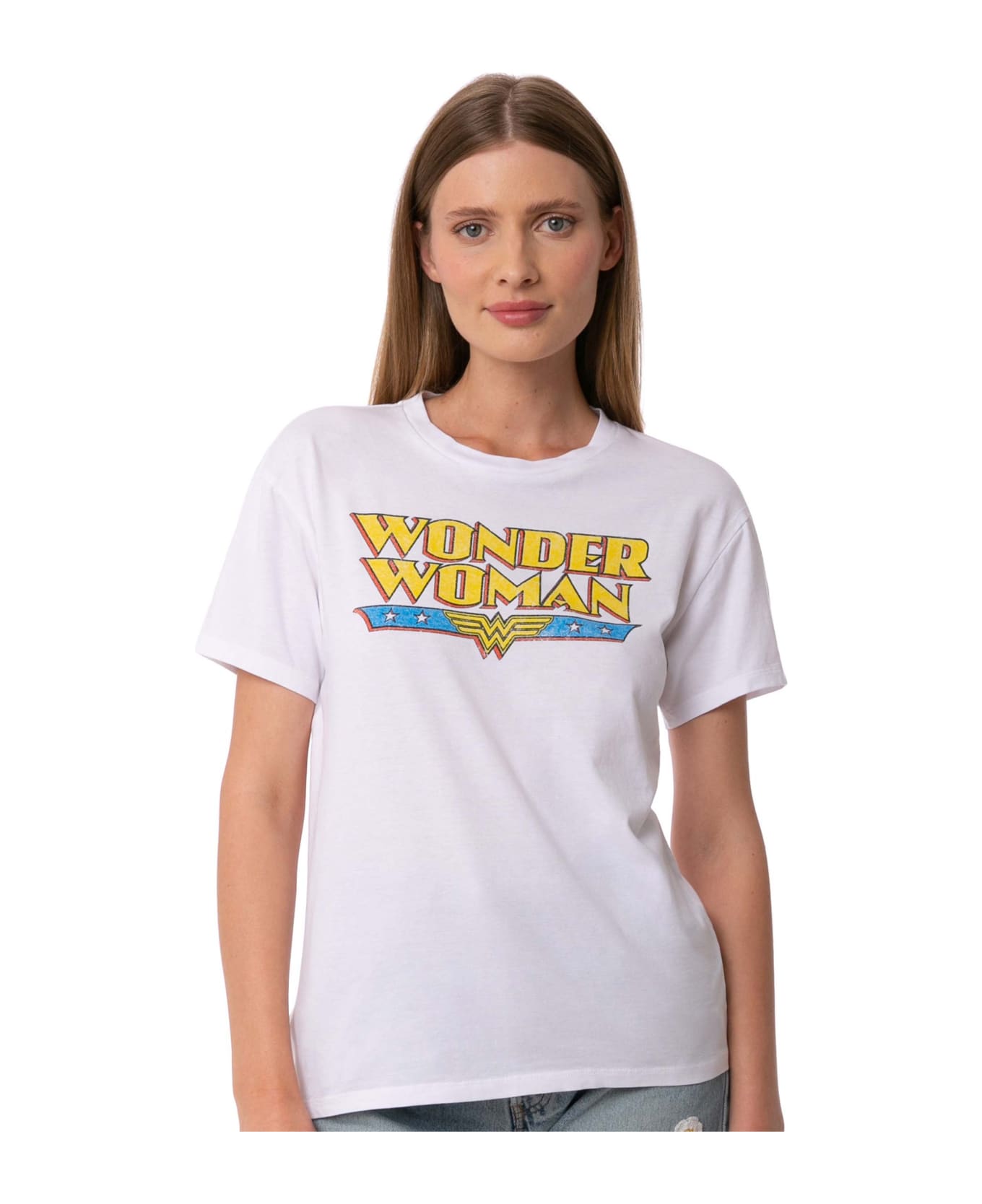 MC2 Saint Barth Woman Cotton T-shirt With Wonder Woman Print | Warner Bros. Special Edition - WHITE