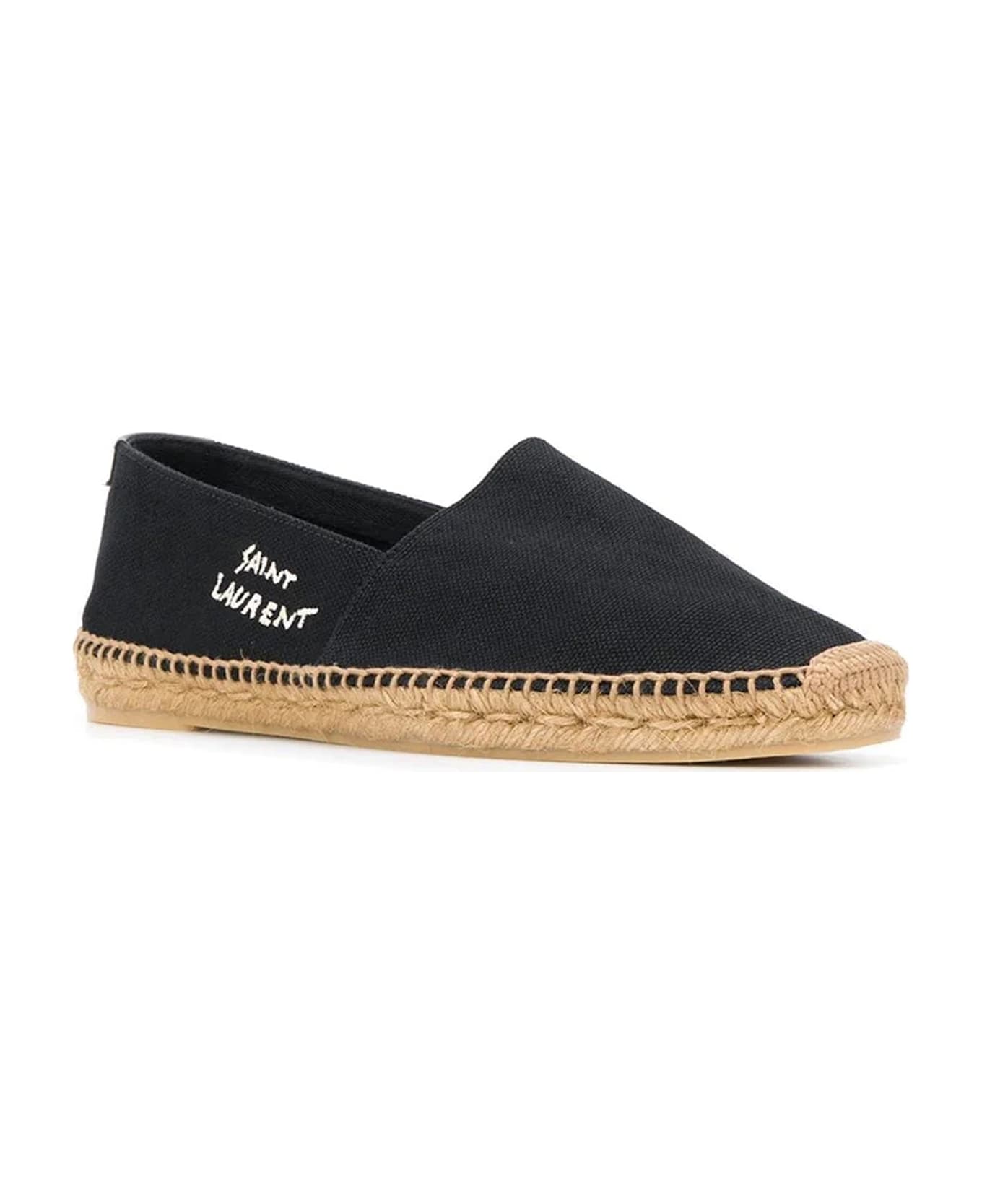 Saint Laurent Canvas Logo Espadrilles - Black