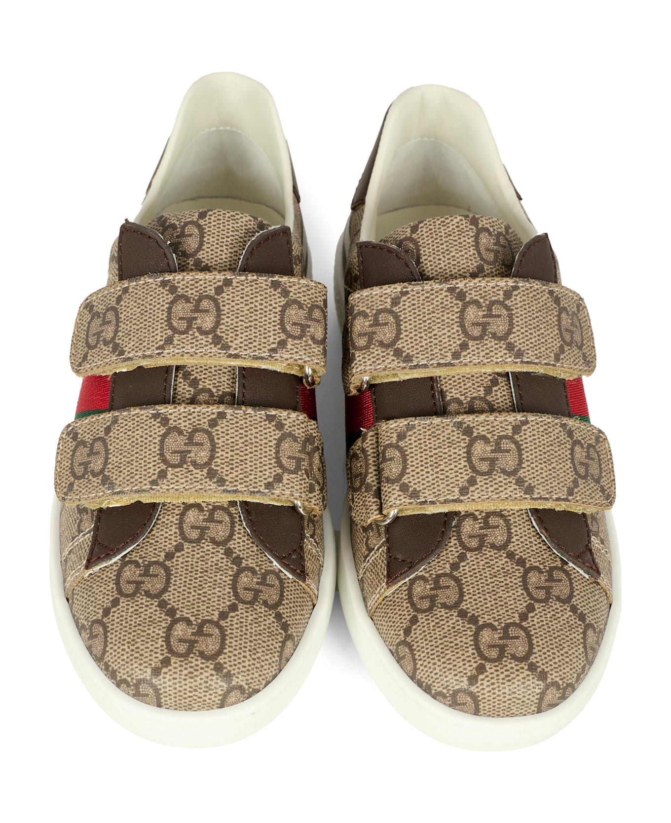 Gucci Beige Ace Sneakers For Kids With Dog - Beige