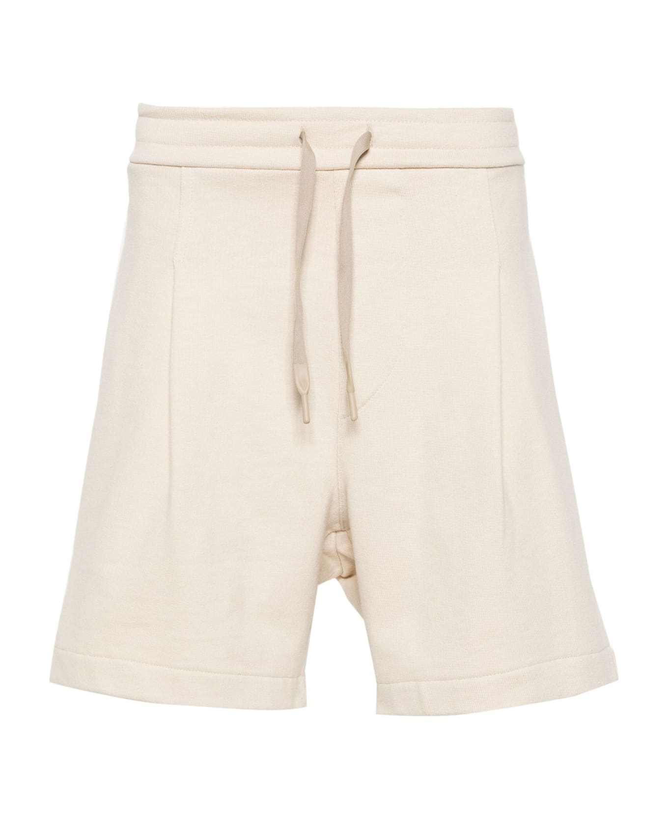 A Paper Kid Cream White Cotton Track Shorts - NEUTRALS