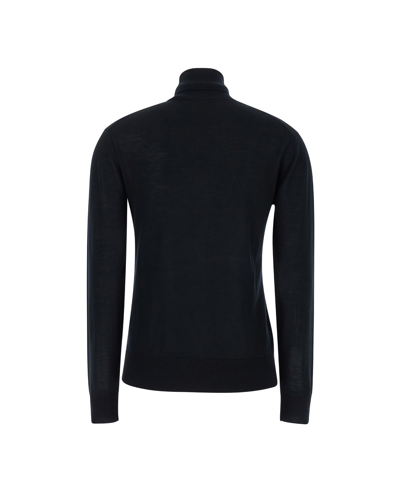 SEMICOUTURE Black High Neck Pullover With Ribbed Trim In Wool Woman - Black