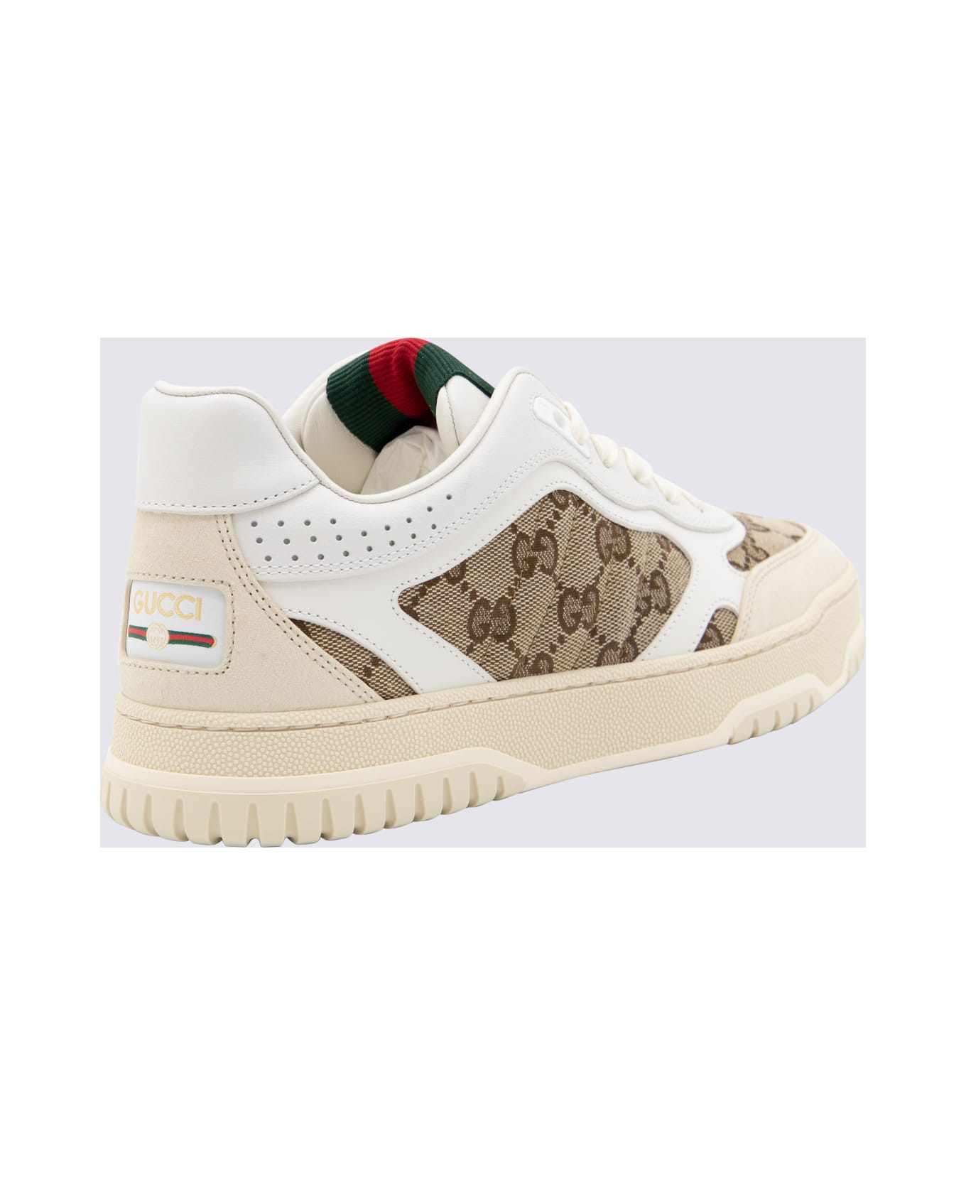 Gucci Beige And White Leather Sneakers - IVORY/BEIGE EBONY