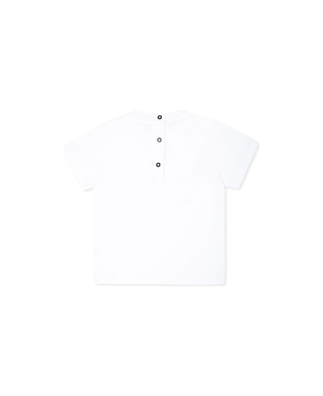 Balmain White T-shirt For Babykids With Logo - White