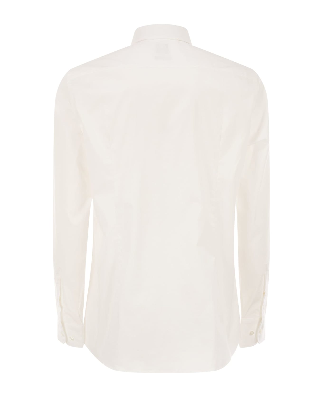 Hugo Boss Slim Fit Shirt In Easy-iron Stretch Cotton Poplin - White