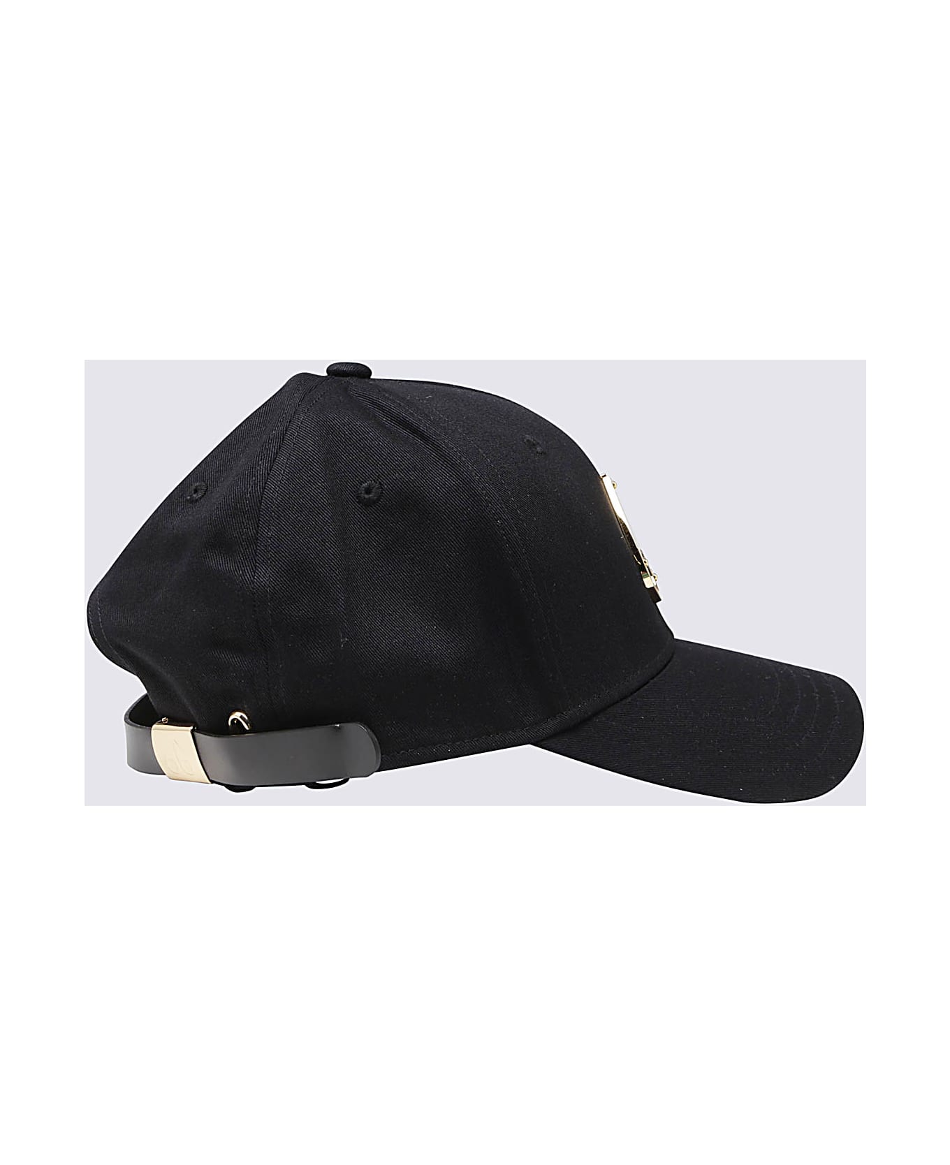 Moose Knuckles Black And Gold Cotton Logo Icon Baseball Cap - Black