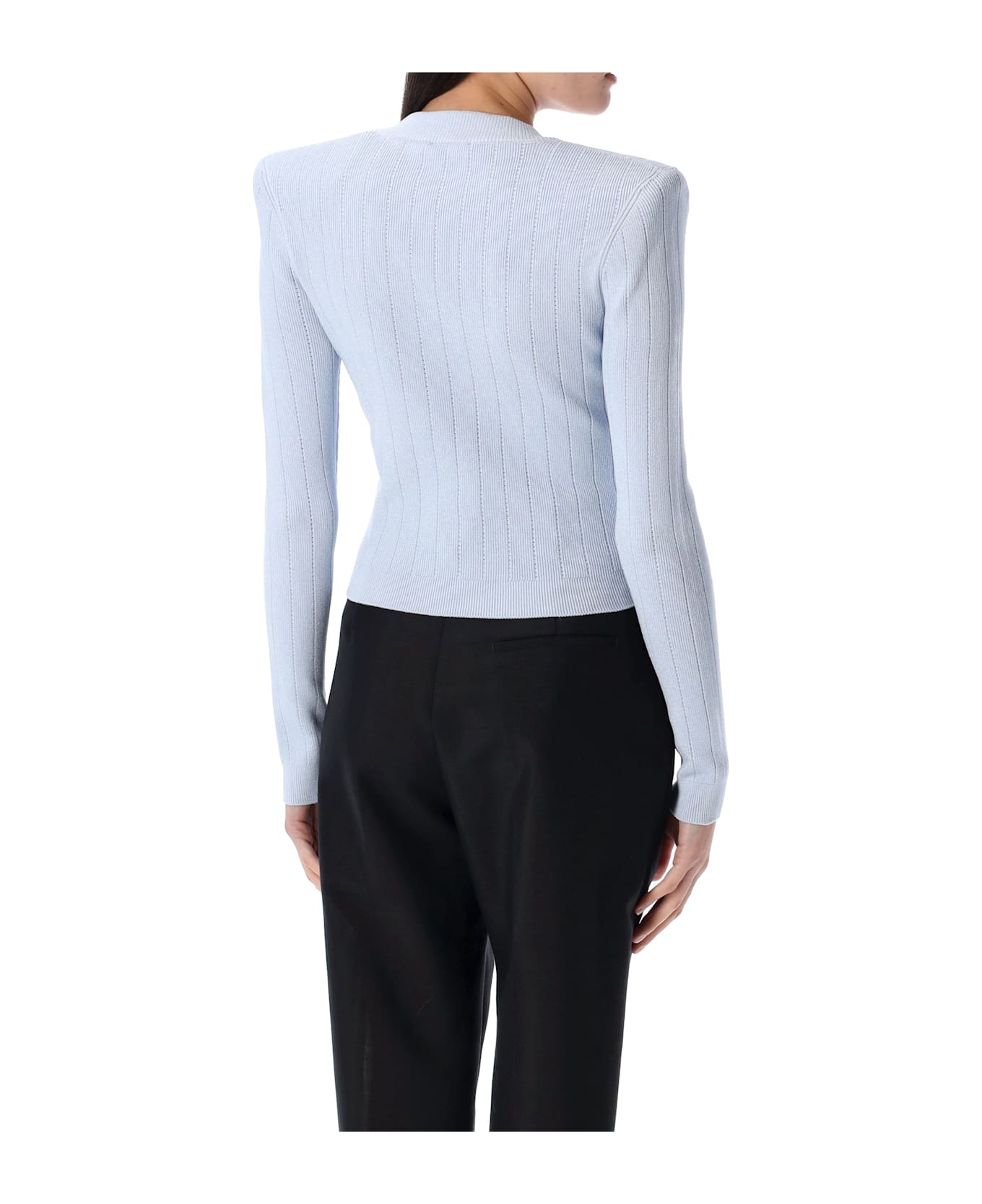 Balmain Gold Buttons Knit Cardigan - PALE BLUE