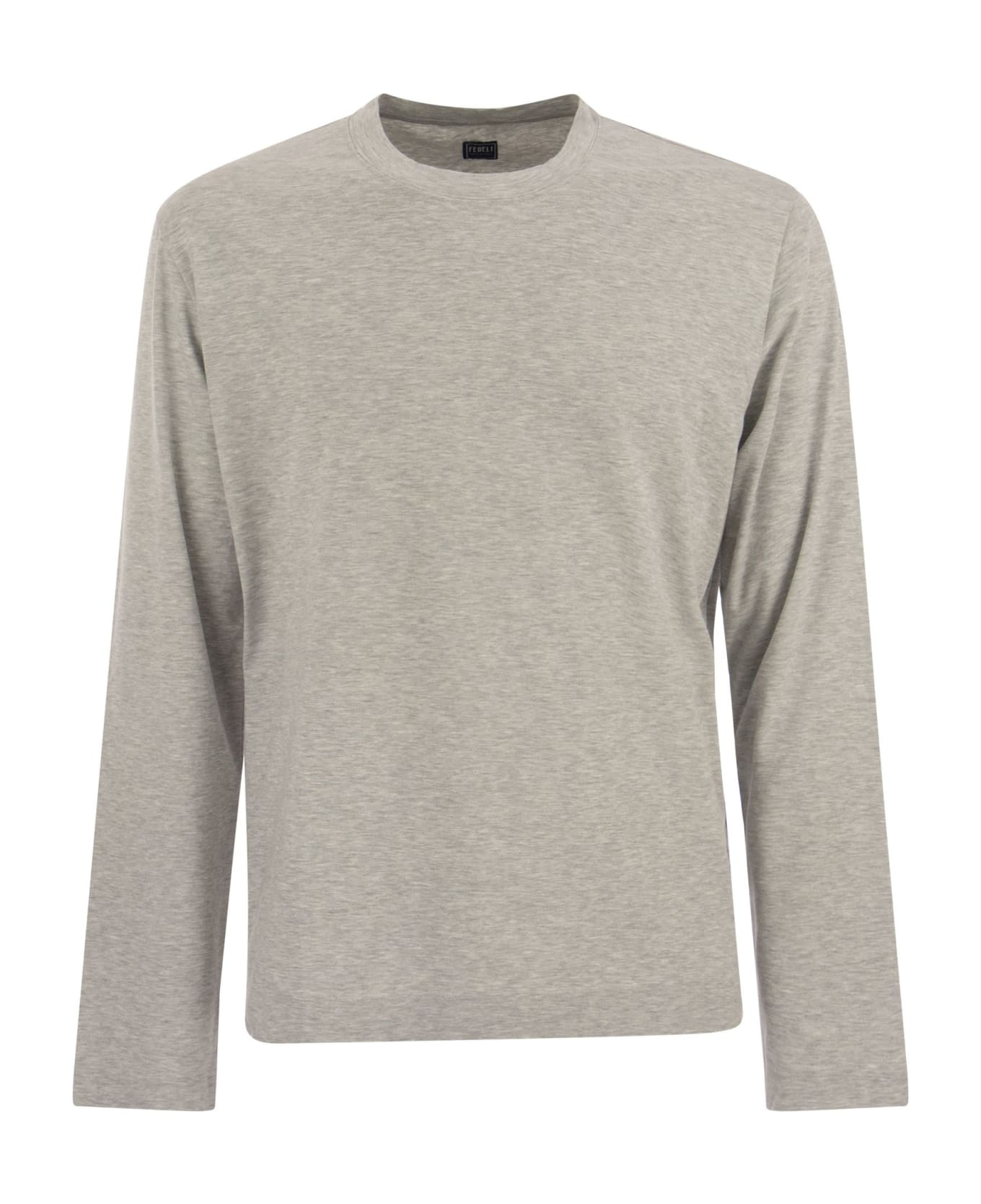 Fedeli Extreme - Crew-neck T-shirt With Long Sleeves - Grey