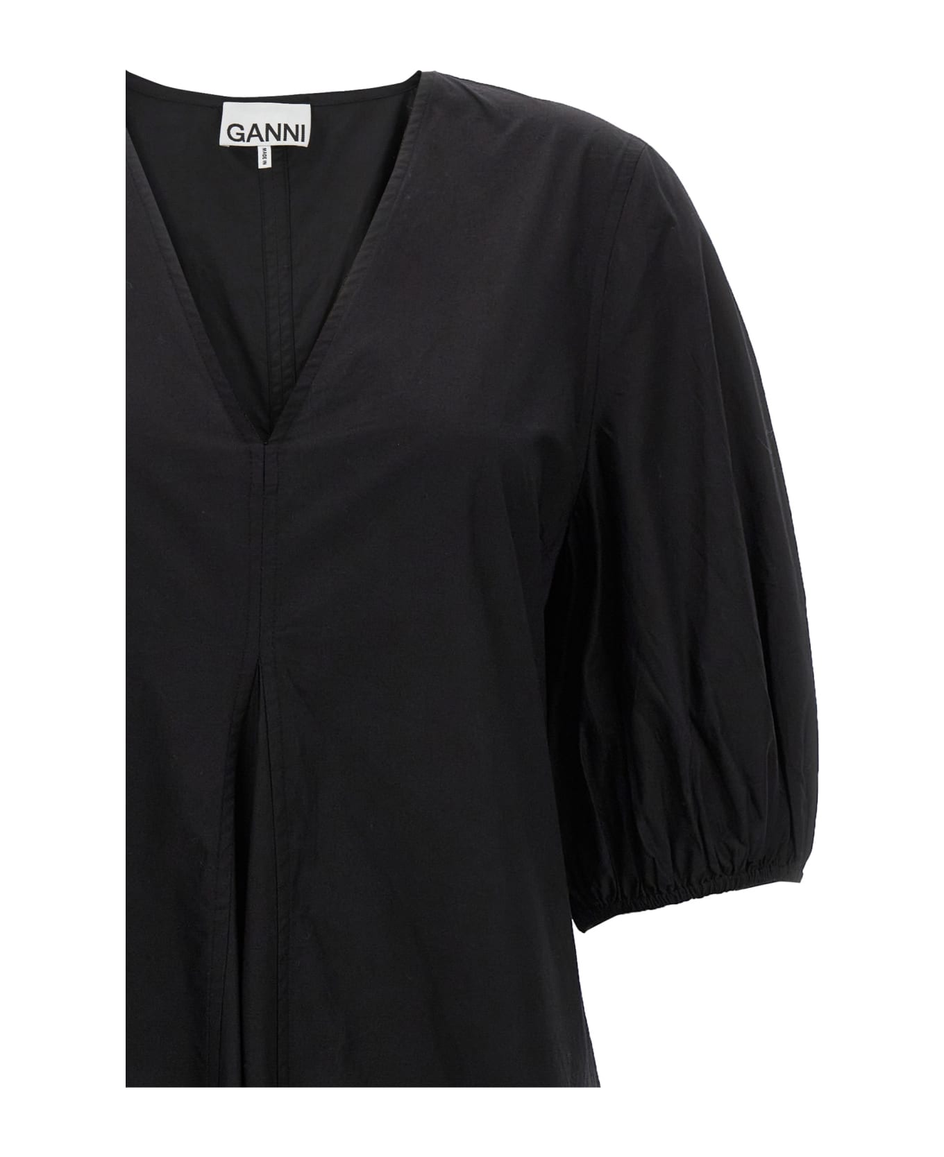 Ganni Cotton Midi Dress - Black  