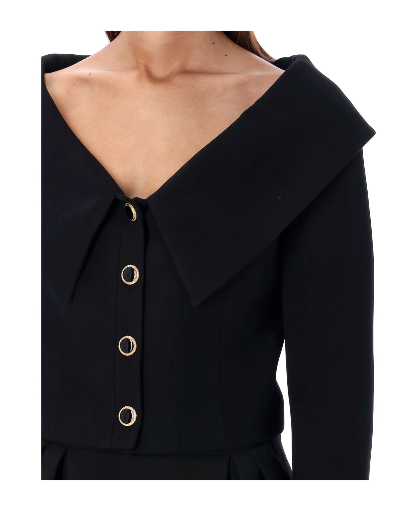 Alessandra Rich Off Shoulder Blazer - BLACK