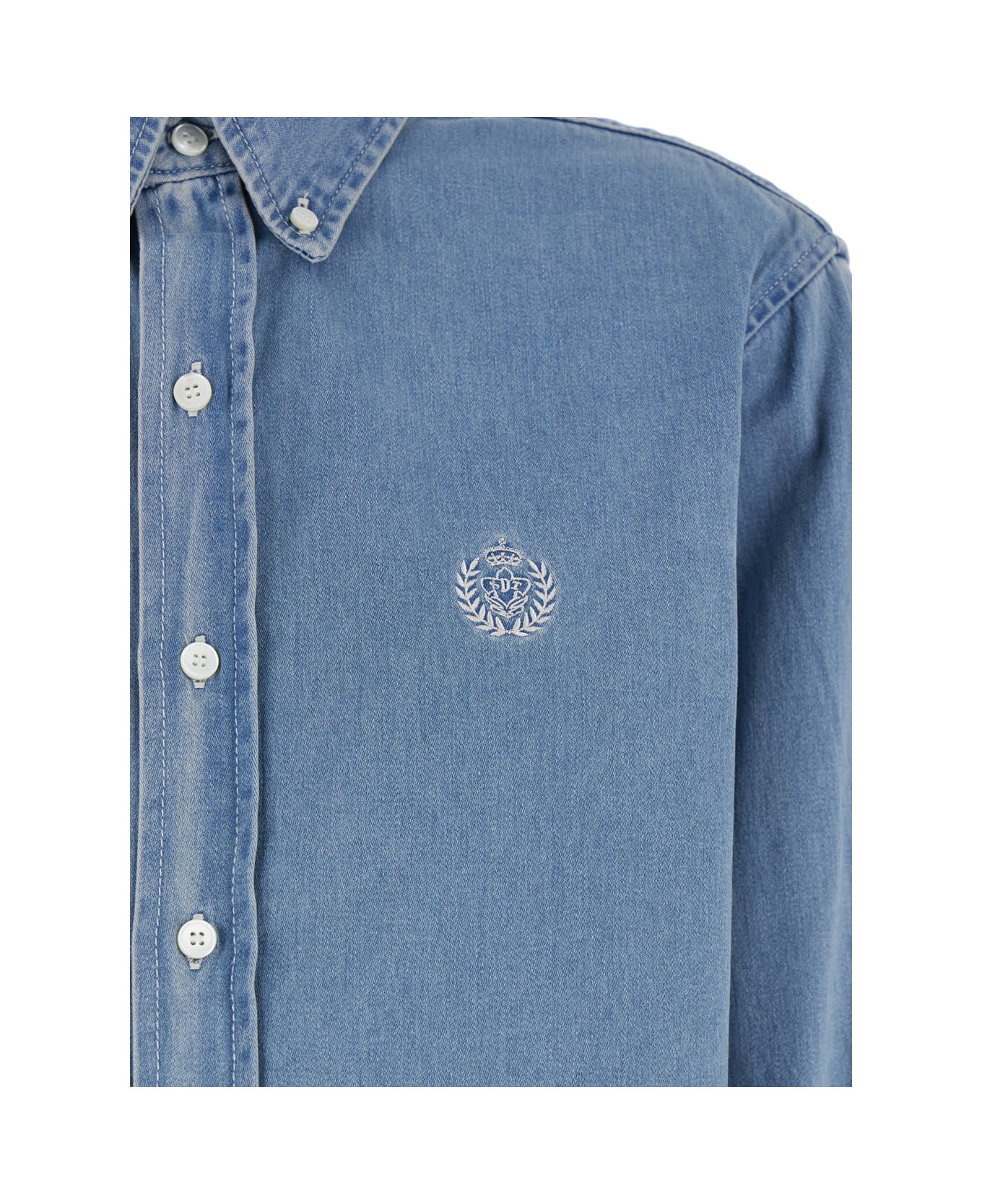 Dunst 
classic Boyfriend
 Light Blue Shirt With Logo Patch On The Front In Denim Woman - Light blue
