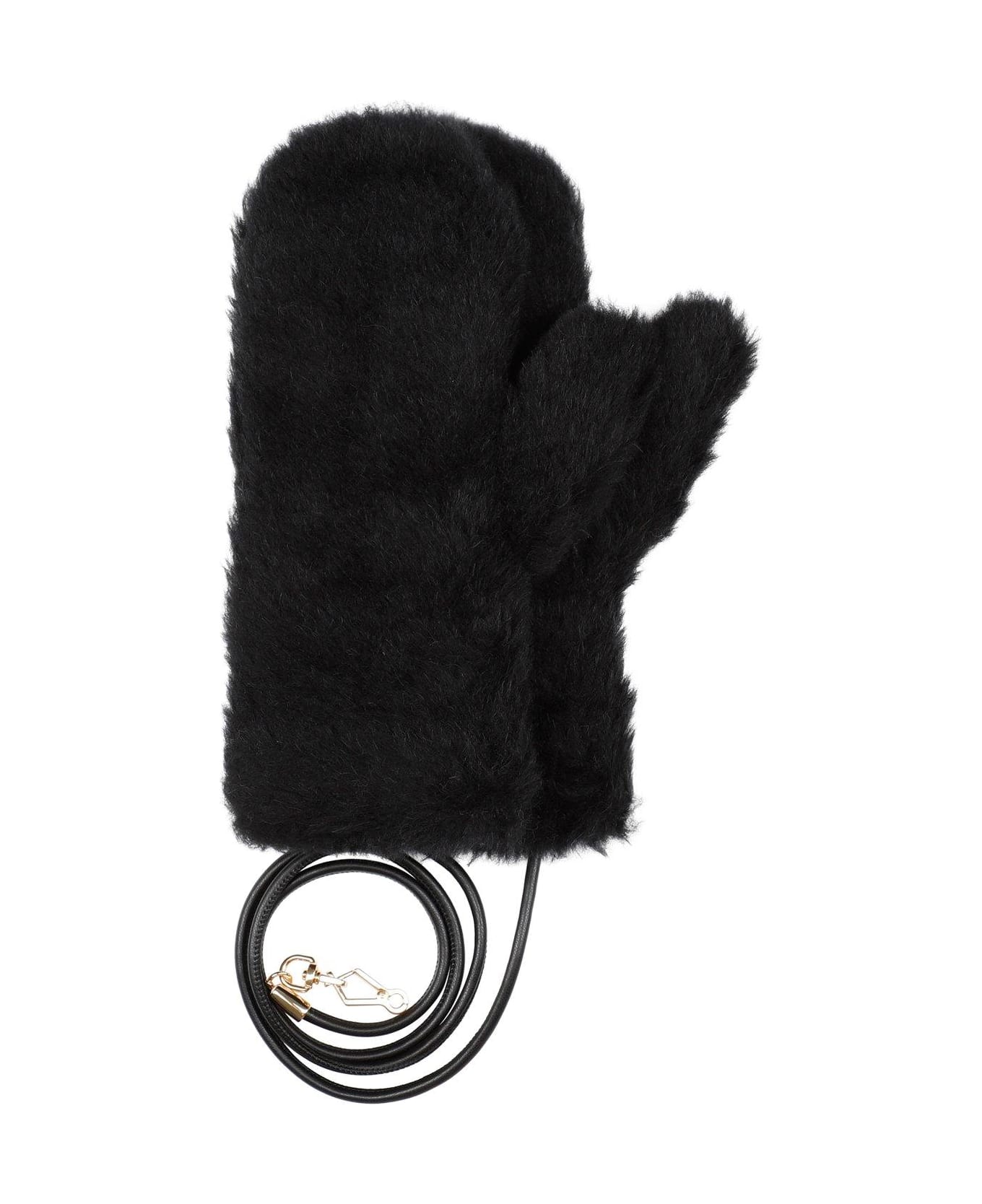 Max Mara Ombrato Teddy Mittens - Nero