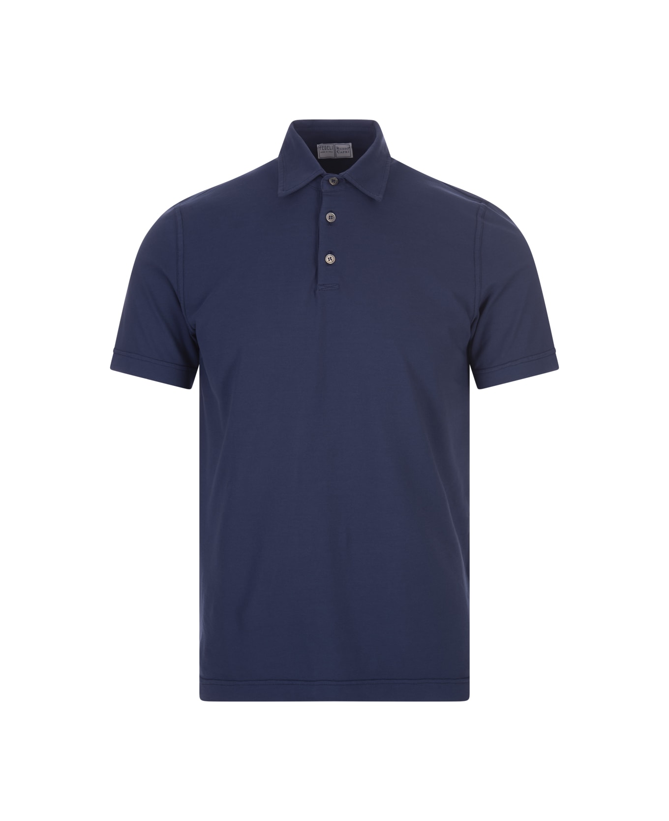 Fedeli Short-sleeved Polo Shirt In Dark Blue Cotton - Blue ポロシャツ