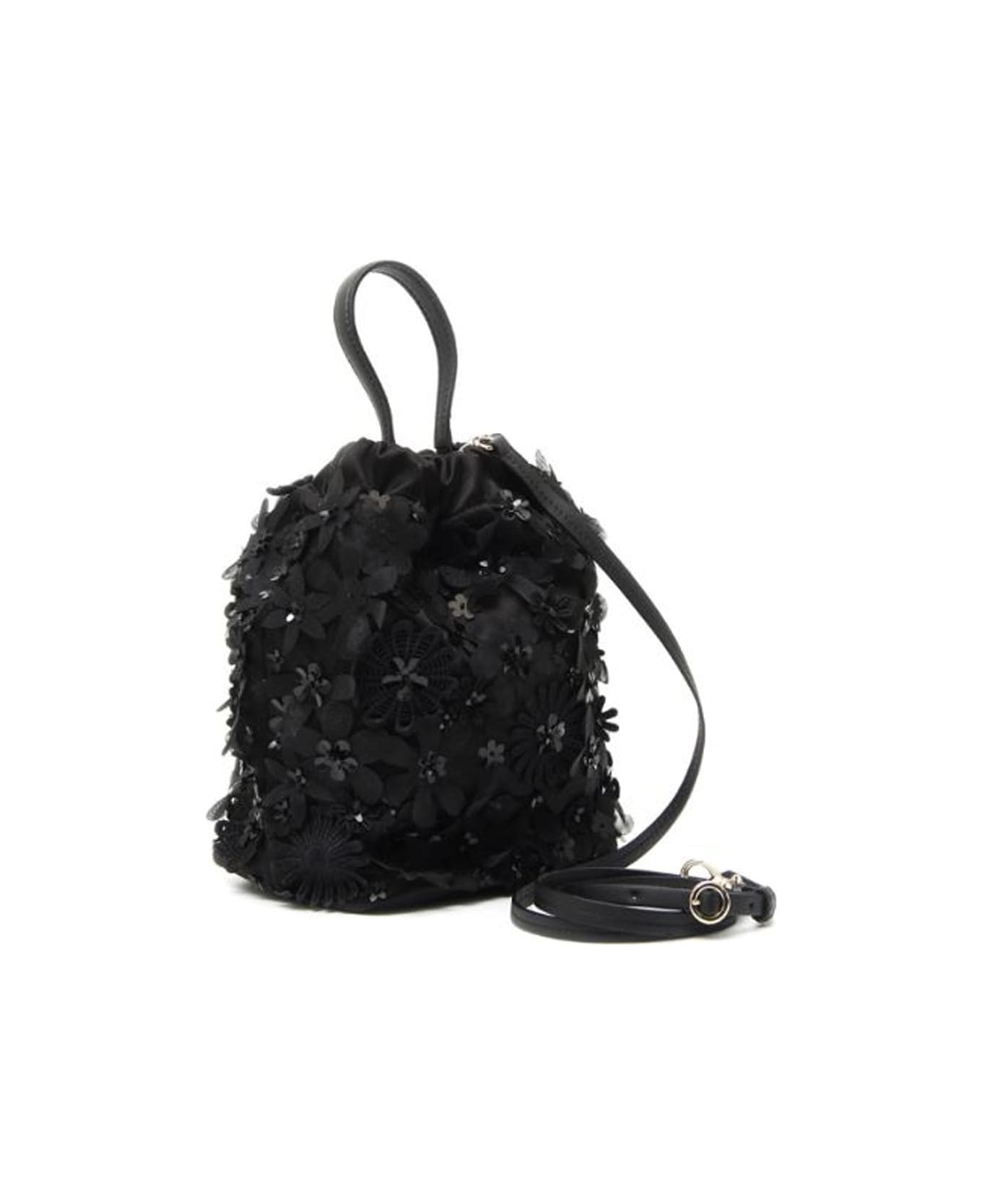 Max Mara Accessori Soiree2 Silk And Leather Bag - Black