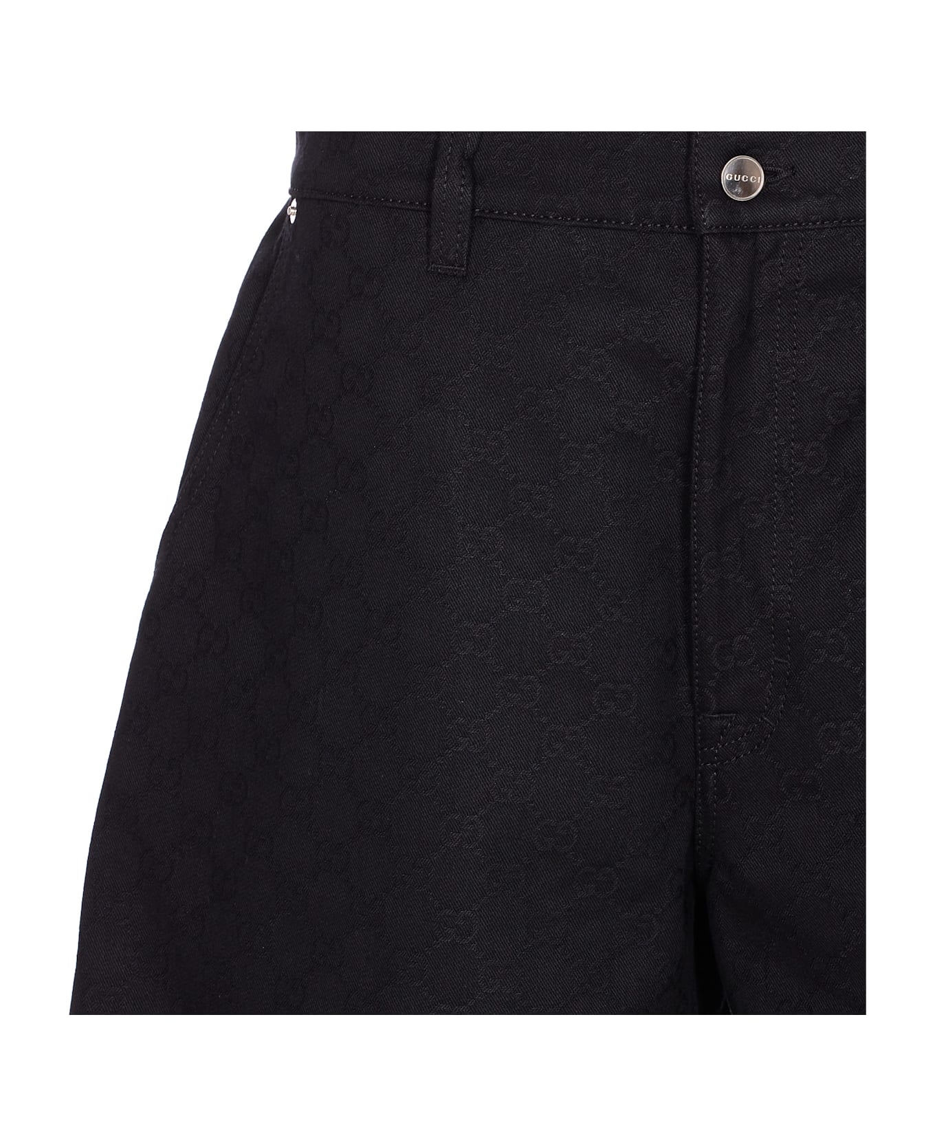 Gucci Gg Jacquard Denim Shorts - Black