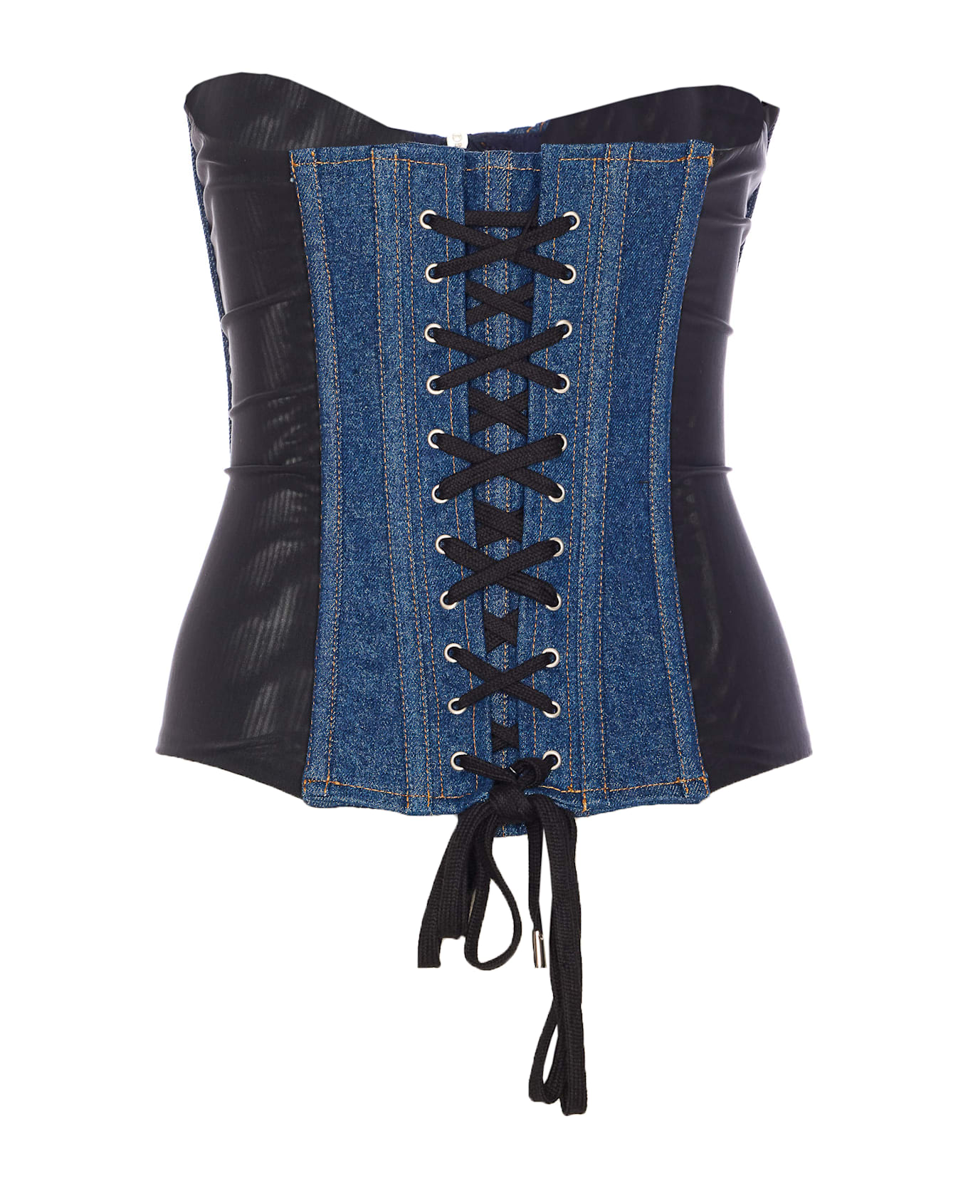 Jean Paul Gaultier The Bi-material Denim Corset - Blue