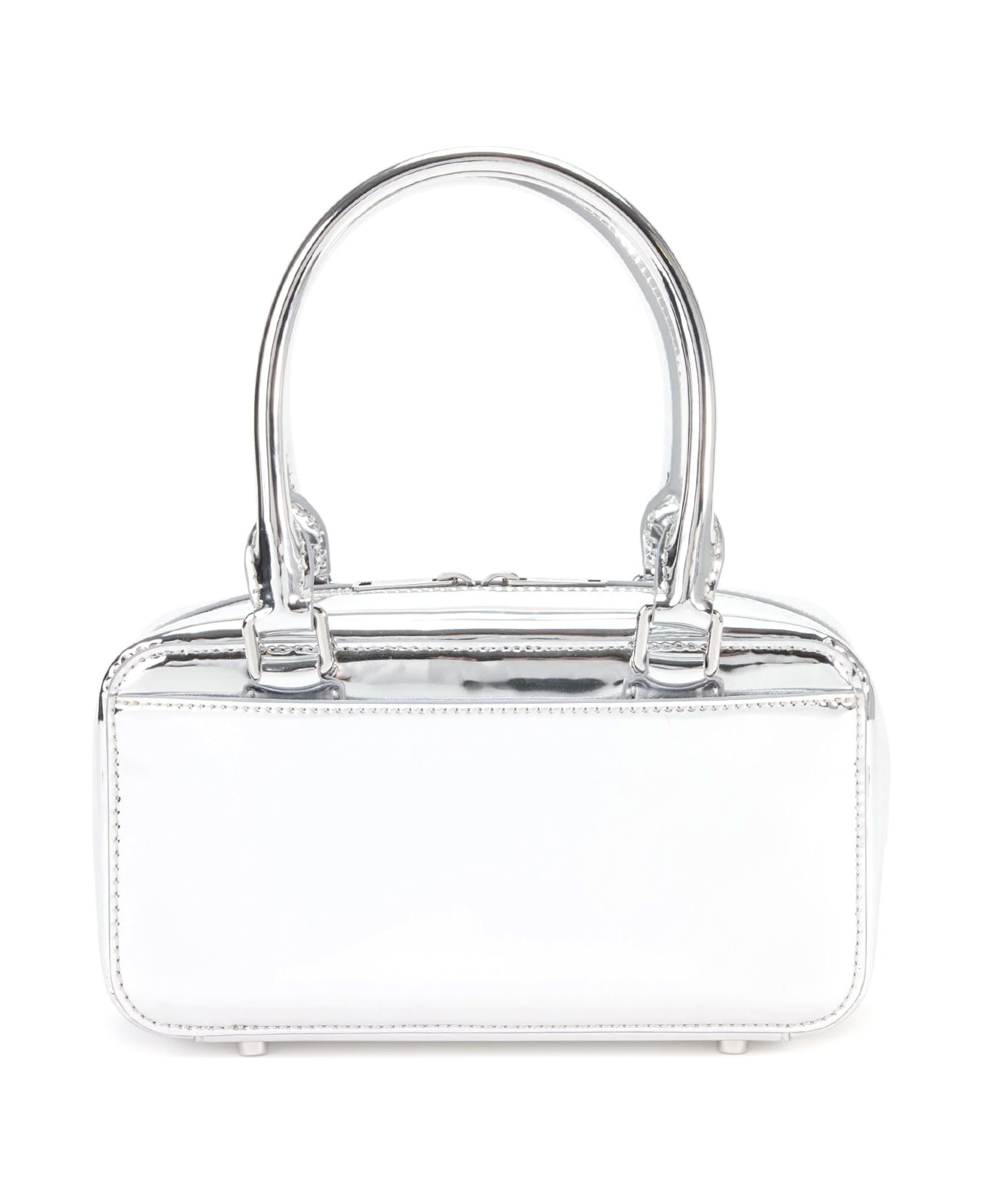 self-portrait Metallic Leather Mini Tote Bag - Silver