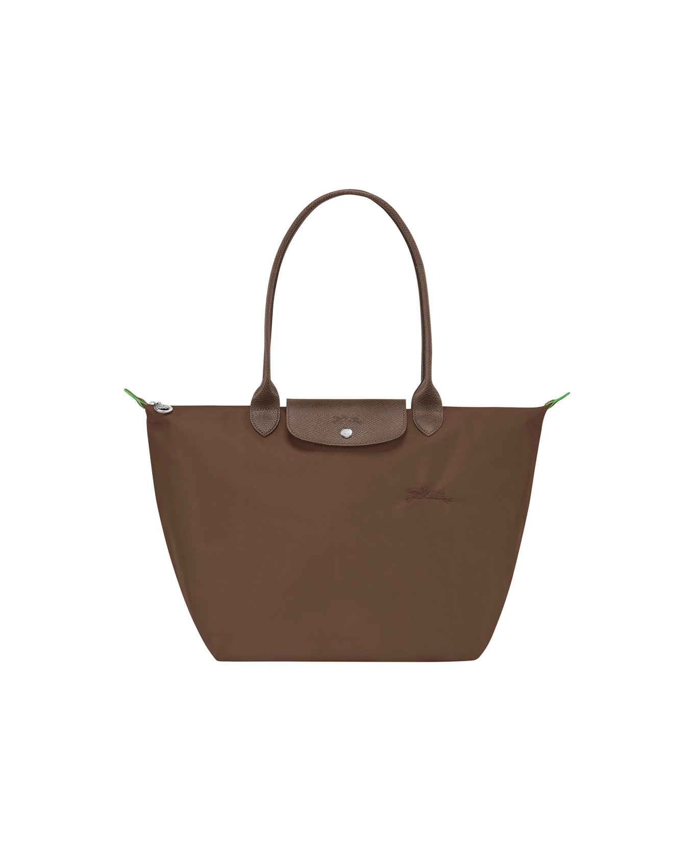 Longchamp 'le Pliage Grey' Brown Shoulder Bag With Engraved Logo On Front In Polyamide Woman - Brown