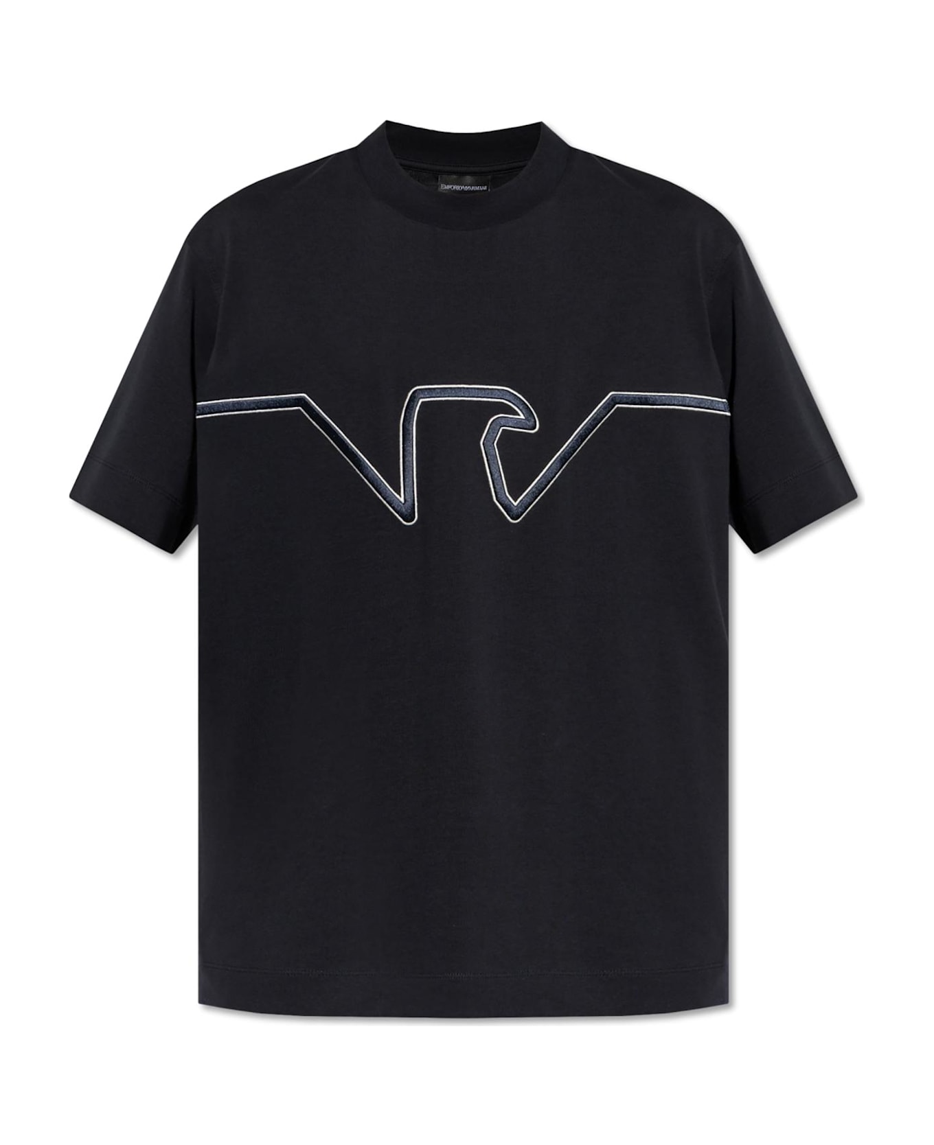 Emporio Armani T-shirt With Embroidered Logo - Blue