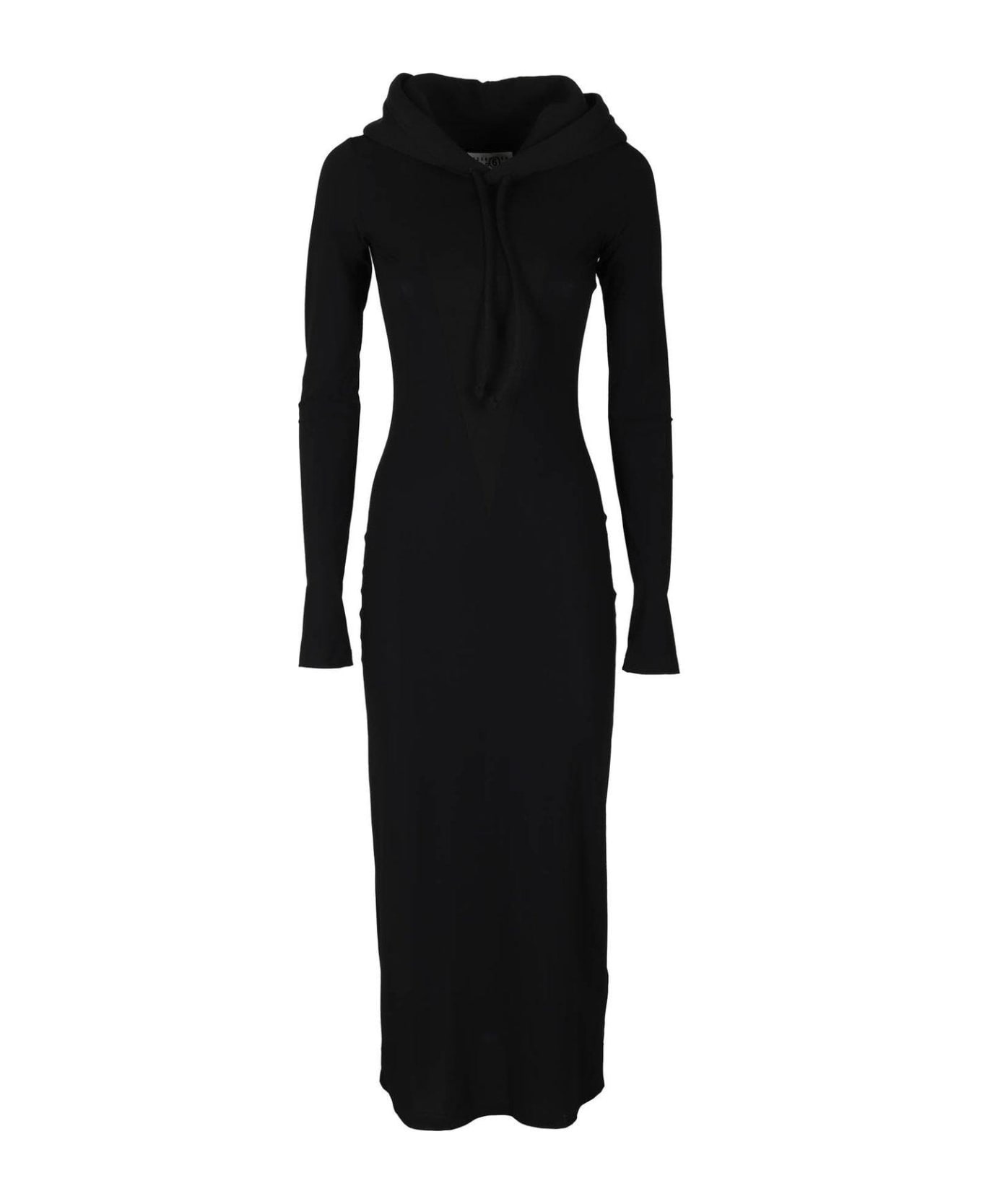 MM6 Maison Margiela Drawstring Hooded Dress - Nero