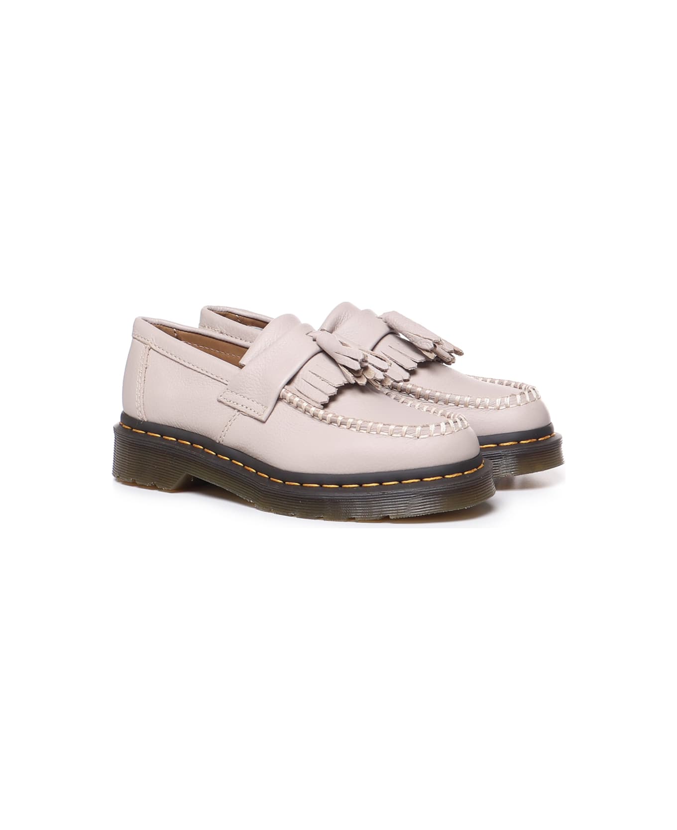 Dr. Martens Adrian Moccasins With Tassels In Virginia Leather - White