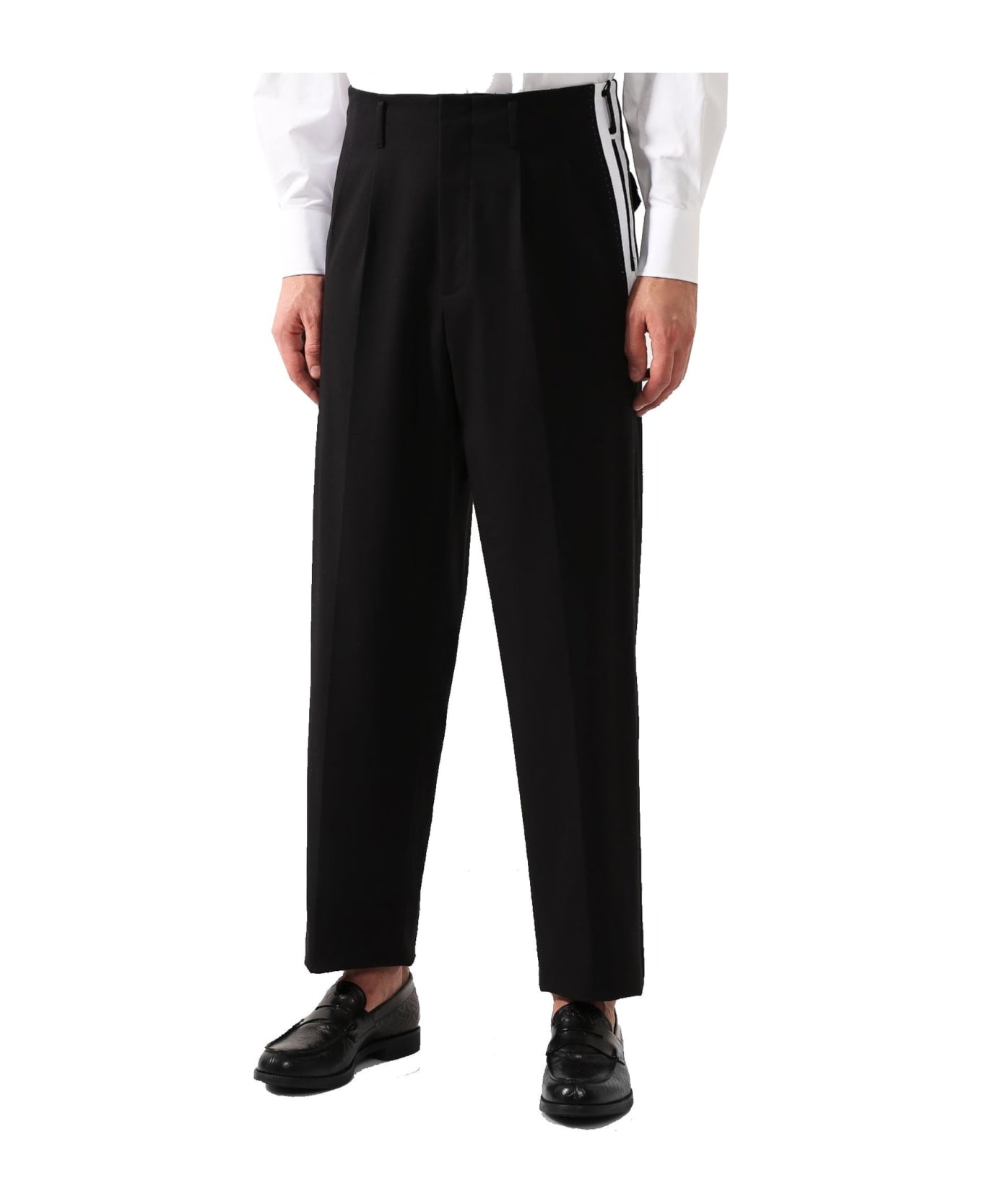 Dolce & Gabbana Side Stripe Pleat Trousers - Black
