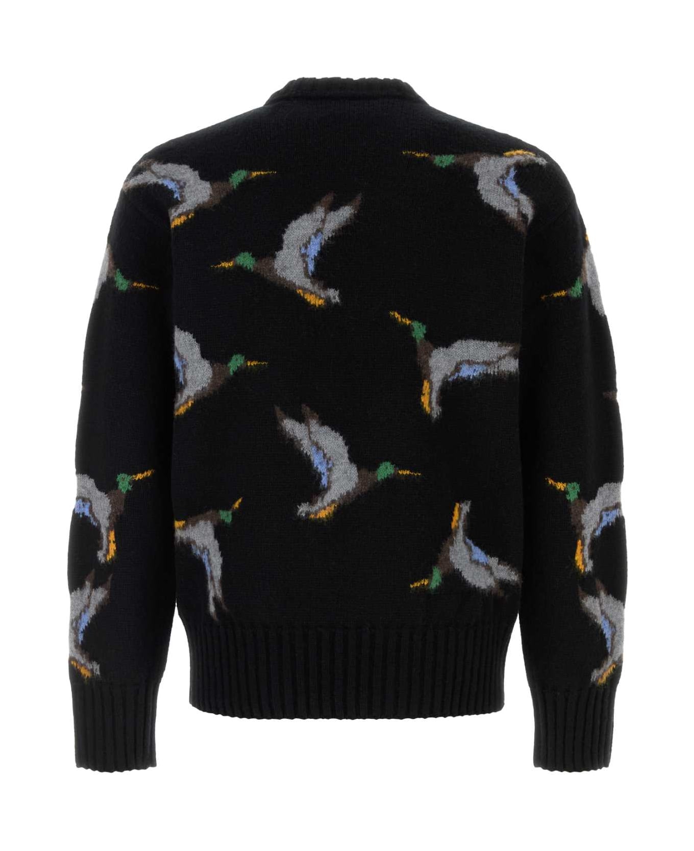 Burberry Embroidered Wool Sweater - BLACK ニットウェア