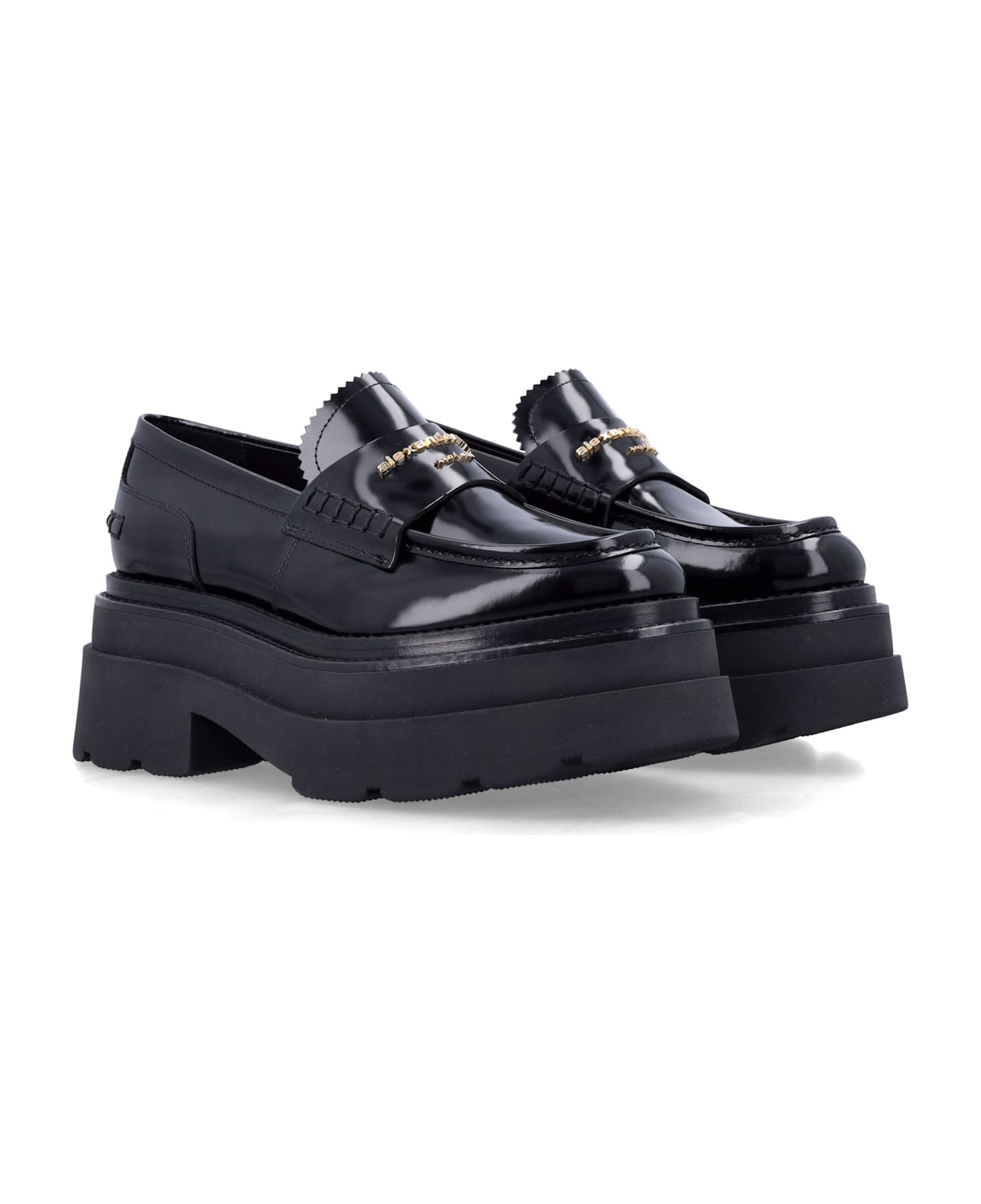 Alexander Wang Black Leather Carter Platform Loafers - BLACK