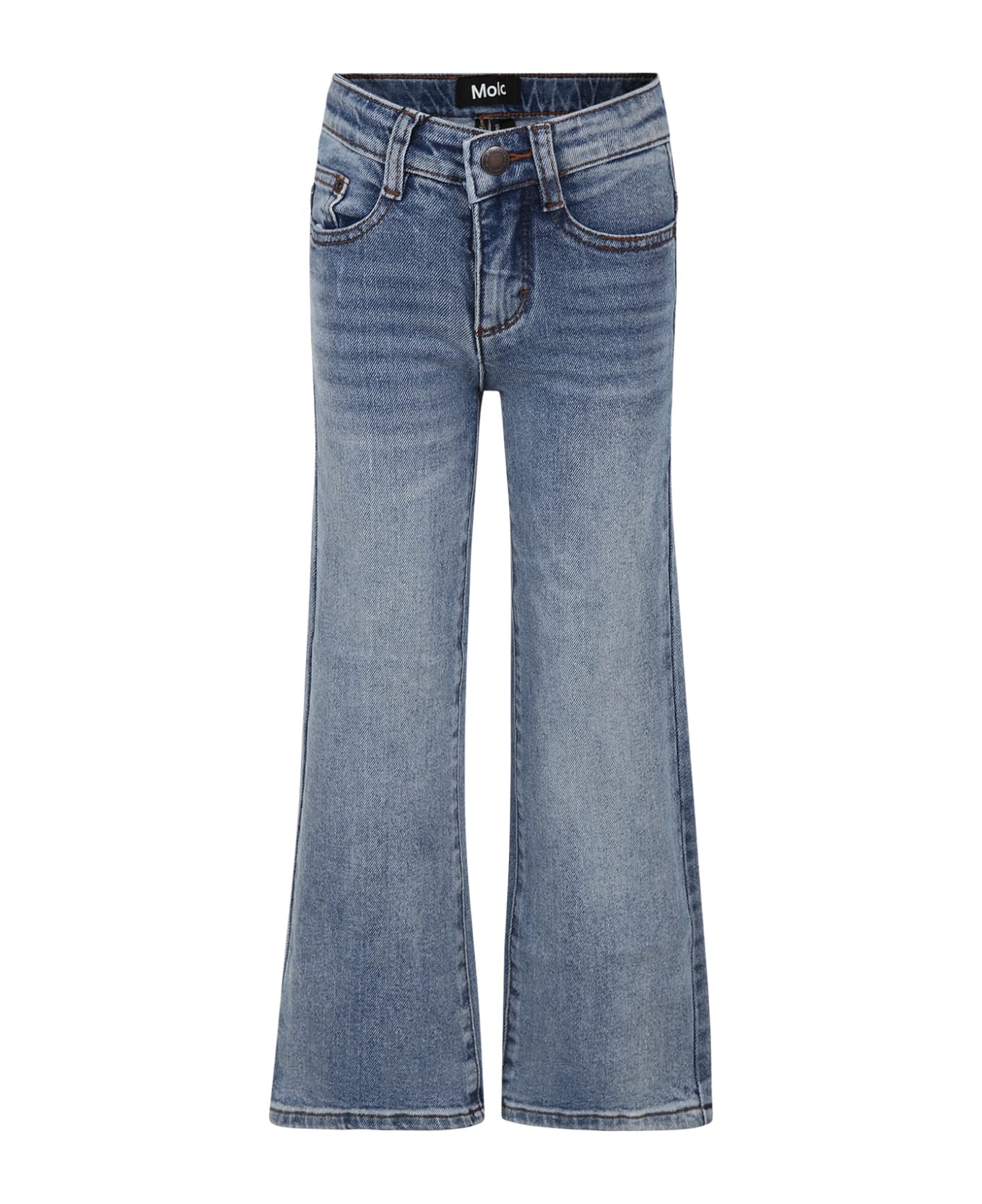 Molo Blue Jeans For Girl With Logo - Denim